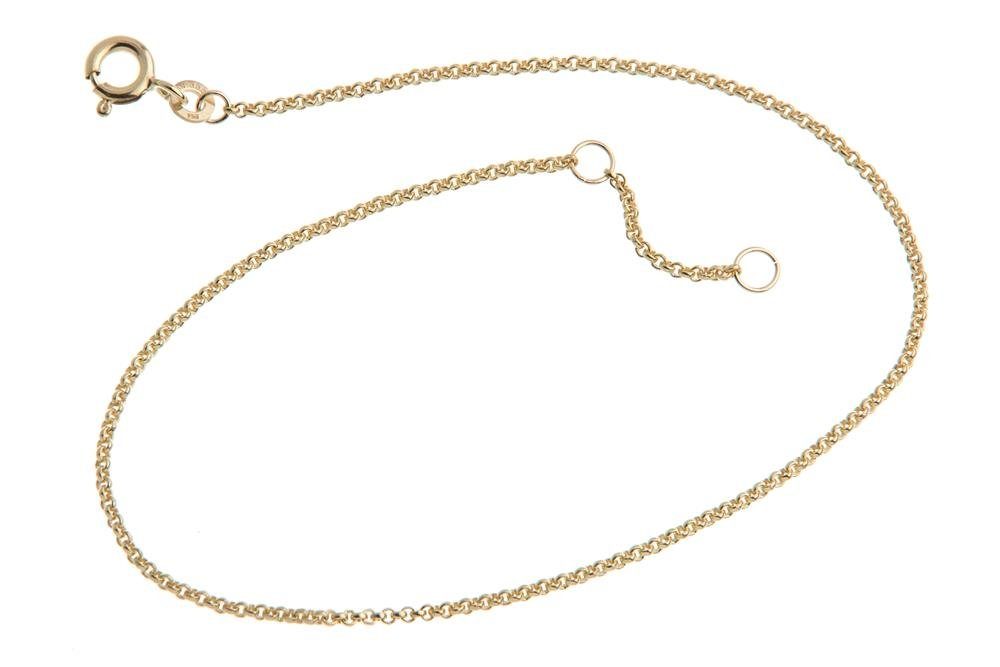 Silberkettenstore Fußkette von Erbse Gold, 333 wählbar Fußkette 23-30cm Länge 1,5mm -