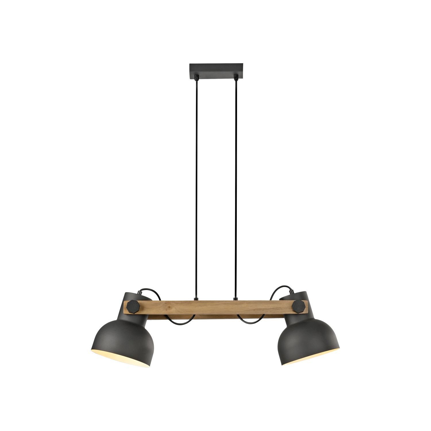 Licht-Erlebnisse Pendelleuchte KORVIC, ohne Leuchtmittel, Metall E27 H: max. 120 cm Schwarz Natur 2-flammig länglich