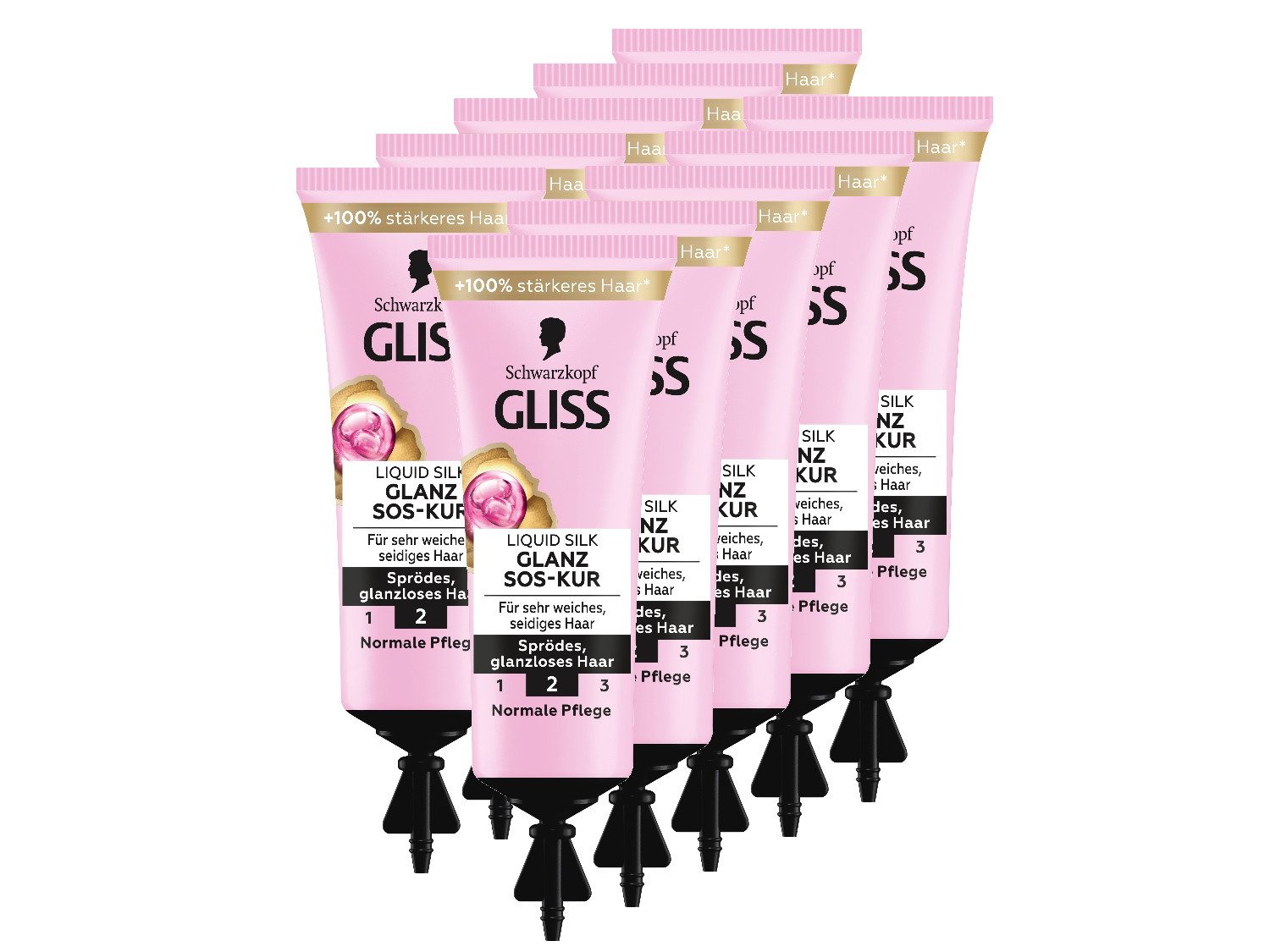 Gliss Haarkur SOS-Intensiv-Kur Liquid Silk, 10x 15ml, Reise-SET, 10-tlg., Ideale Уход за волосами auf Reisen