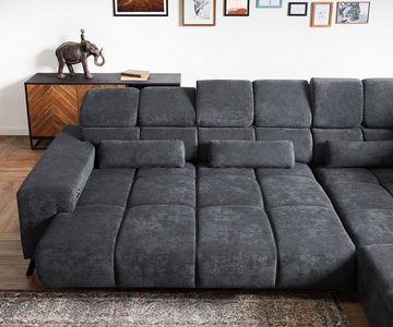 DELIFE Ecksofa Catan, Mikrofaser Anthrazit 295x230 Ottomane rechts Relaxfunktion Ecksofa