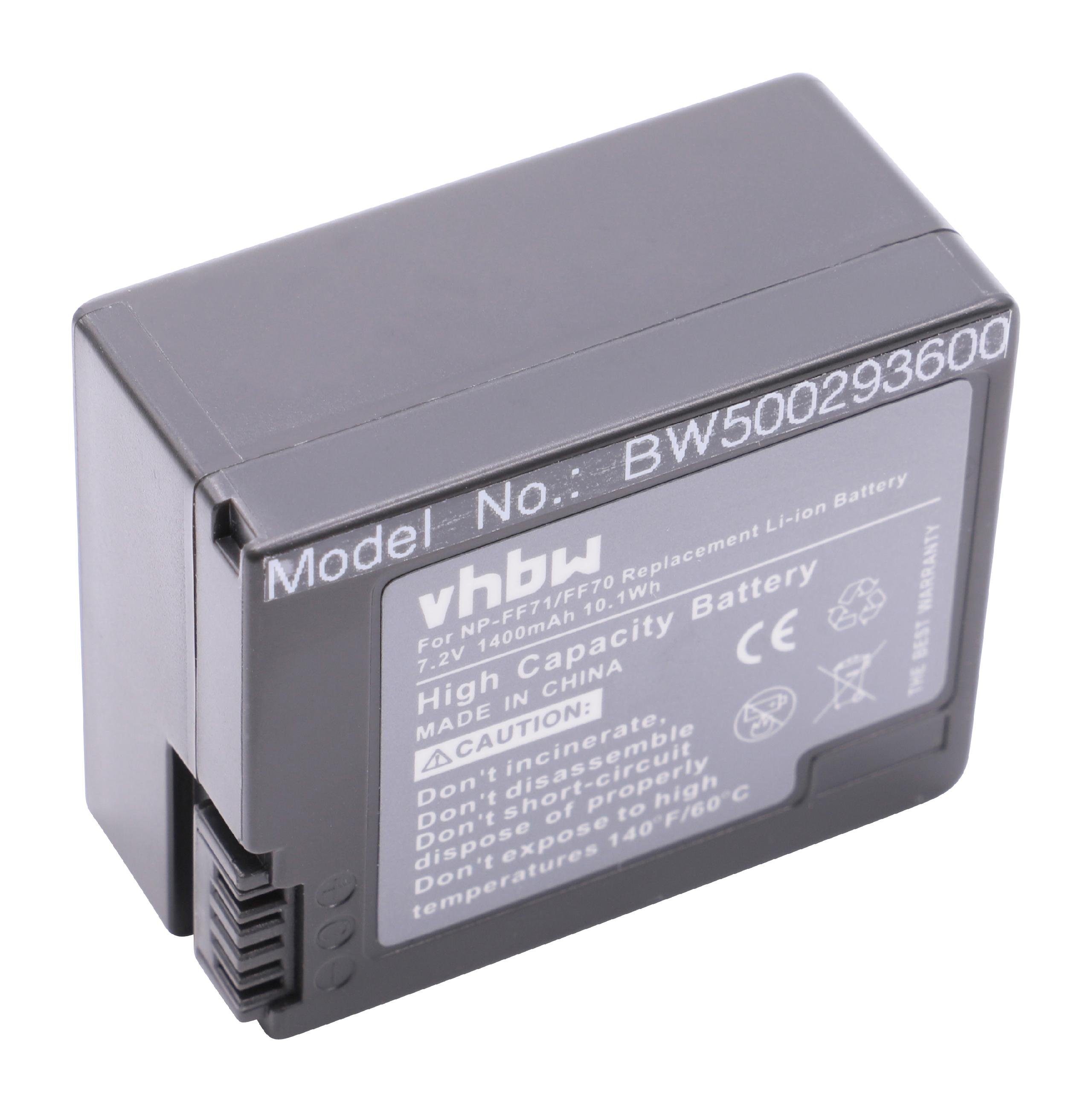 vhbw passend für Sony DCR-IP1, DCR-IP1K, DCR-IP210, DCR-IP210E, DCR-IP220, DCR-HC1000 Camcorder (1400mAh, 7,2V, Li-Ion) Kamera-Akku 1400 mAh