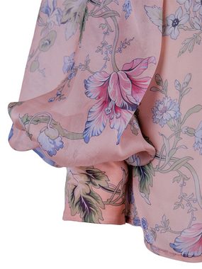 RUA & RUA Chiffonbluse Floral Bluse Hemd aus Seide mit Schleifenkragen Mehrfarbig (1-tlg)
