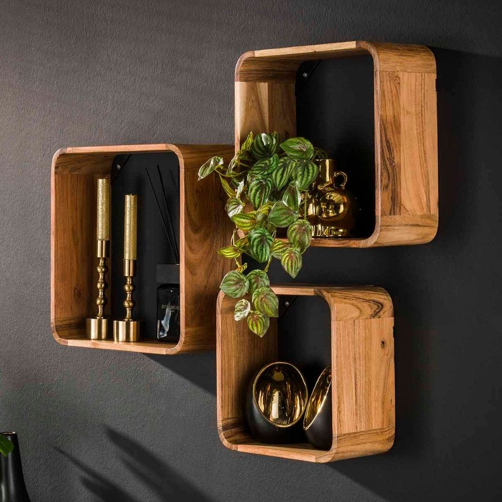 RINGO-Living Wandregal RINGO-Living Wandregal Laurus in Natur aus Akazienholz 3er-Set