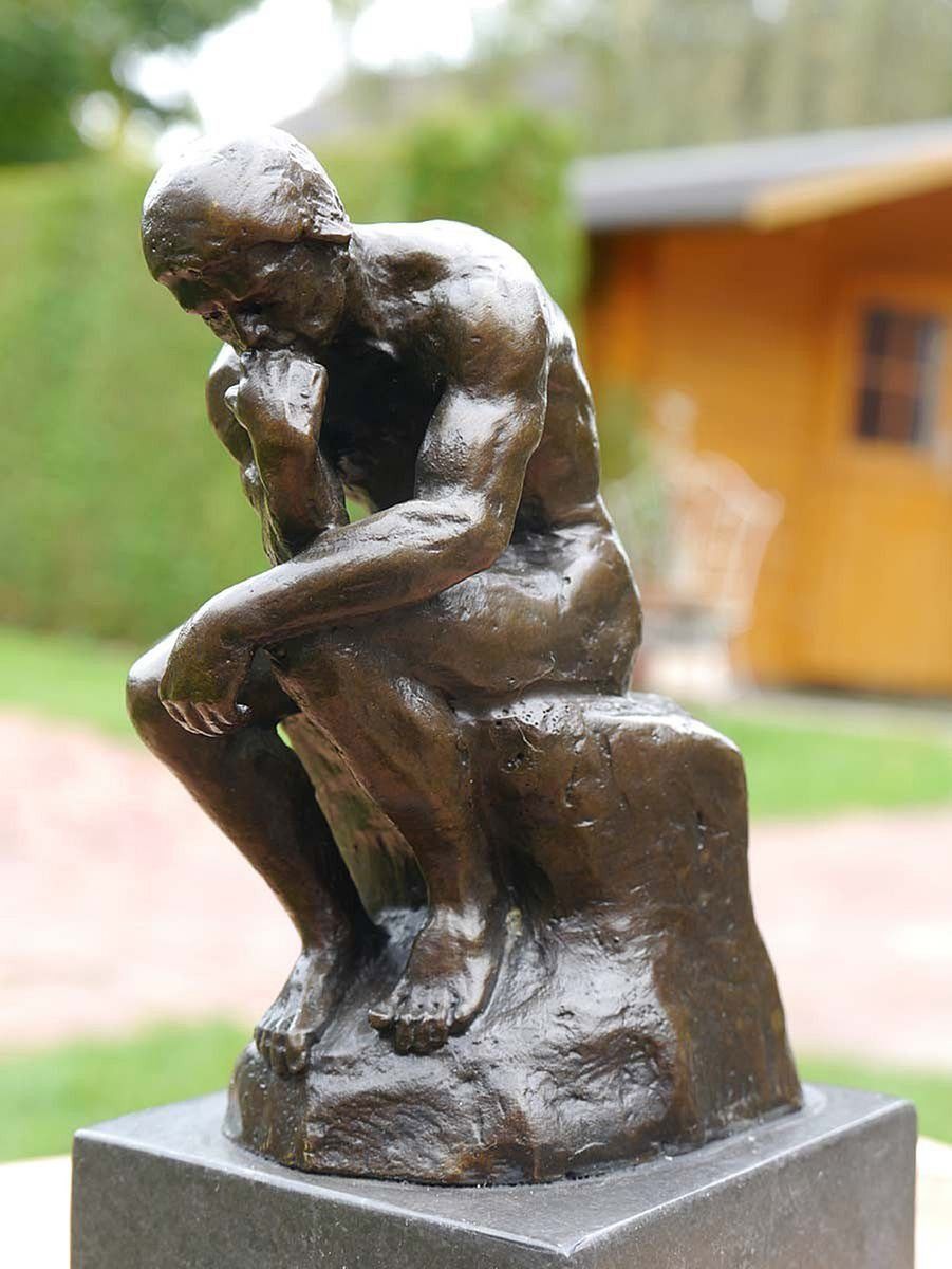 AFG Dekoobjekt Denker-Skulptur: nach Marmorsockel Rodin Bronze auf