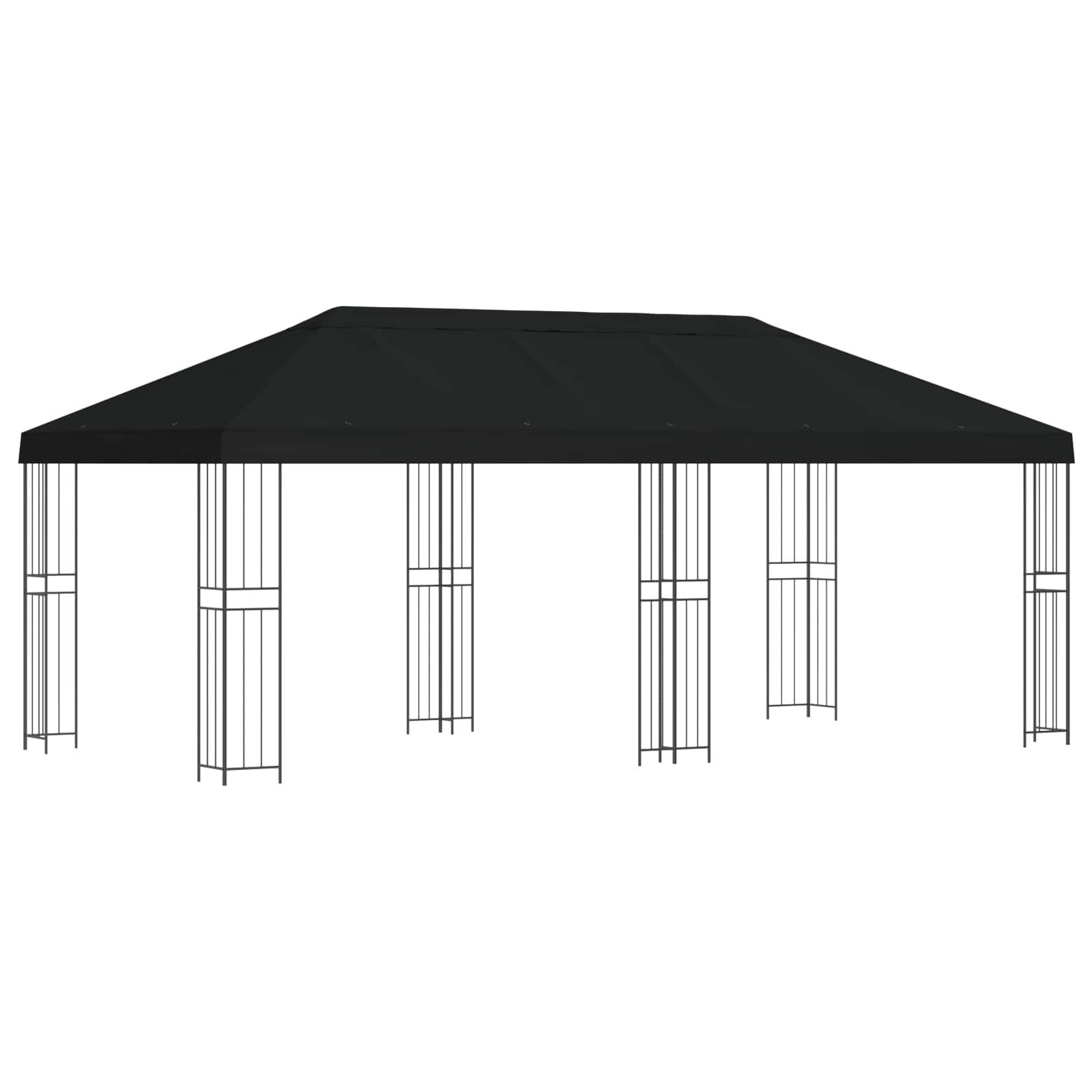vidaXL Partyzelt Pavillon mit Seitenwänden 6 x 3 m Schwarz Polyester und Stahl