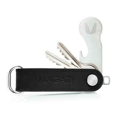 MAGATI Schlüsseltasche Key Organizer aus Echtleder, Schlüsseletui für 1-7 Schlüssel (Inkl. Geschenkbox, Einkaufswagenlöser, Flaschenöffner, Profiltiefenmesser), Key Holder mit Schlüsselfundservice für Damen & Herren