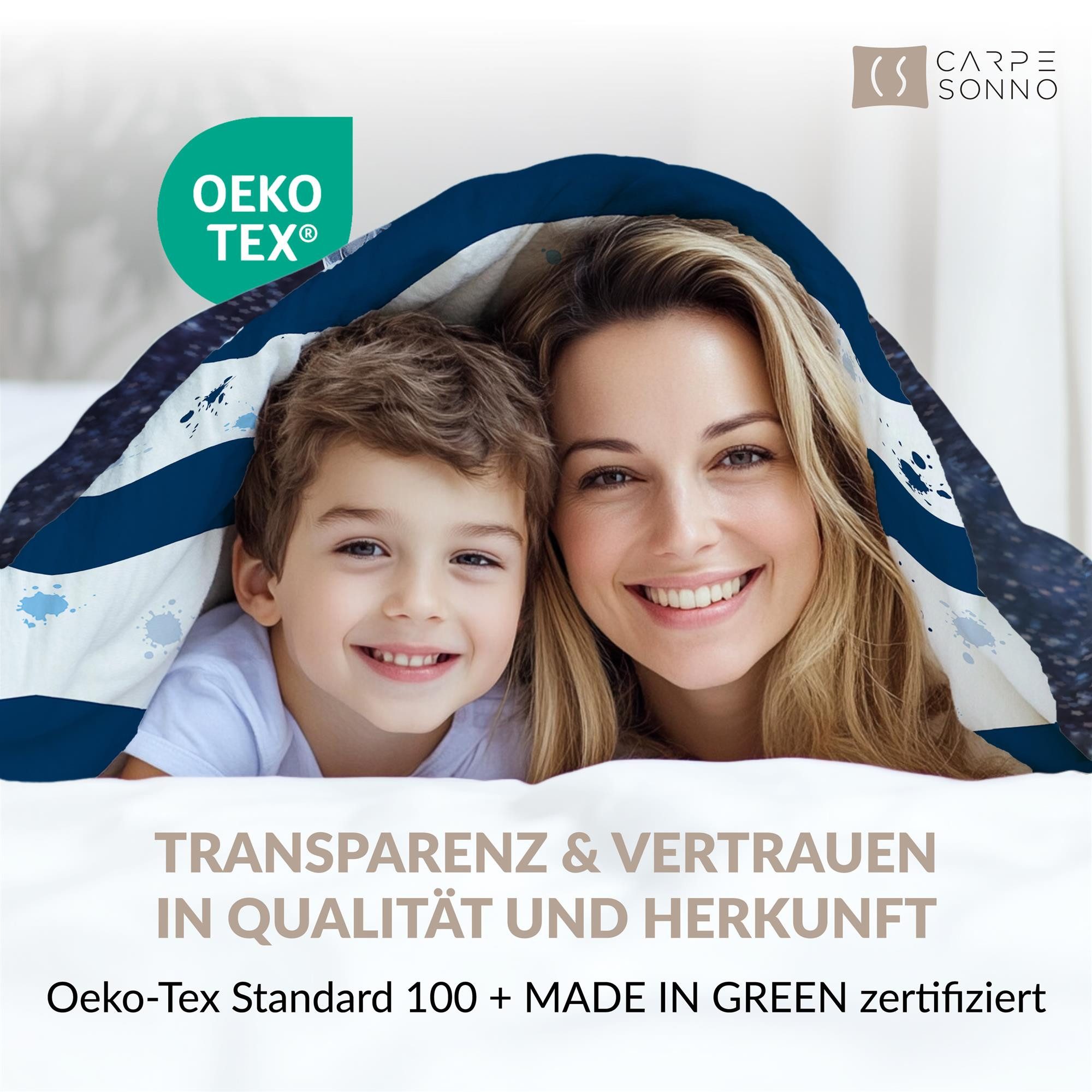 Carpe Sonno Kinderbettwäsche 135 x 200 Jungen Leuchtend Bettwäsche Kinder Astronaut Weltall +SPIELE, Renforcé, 2 teilig, GLOW IN THE DARK Bettbezug 135x200 - 10 – Bild 5 von 5