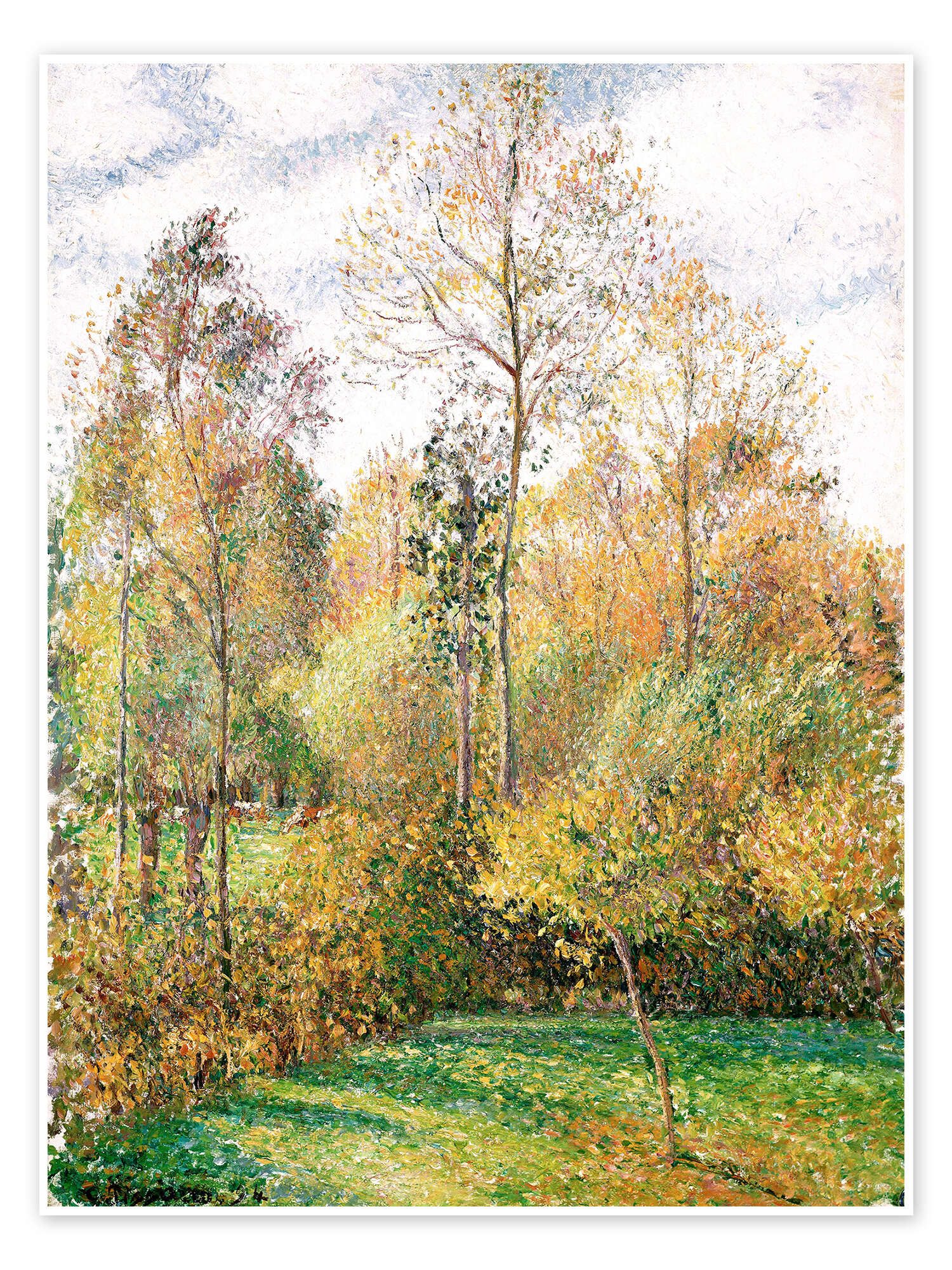 Posterlounge Wandbild Herbst-Pappeln, Eragny, Camille Pissarro, erhältlich als Poster, Leinwandbild, Wandsticker oder Acrylglasbild