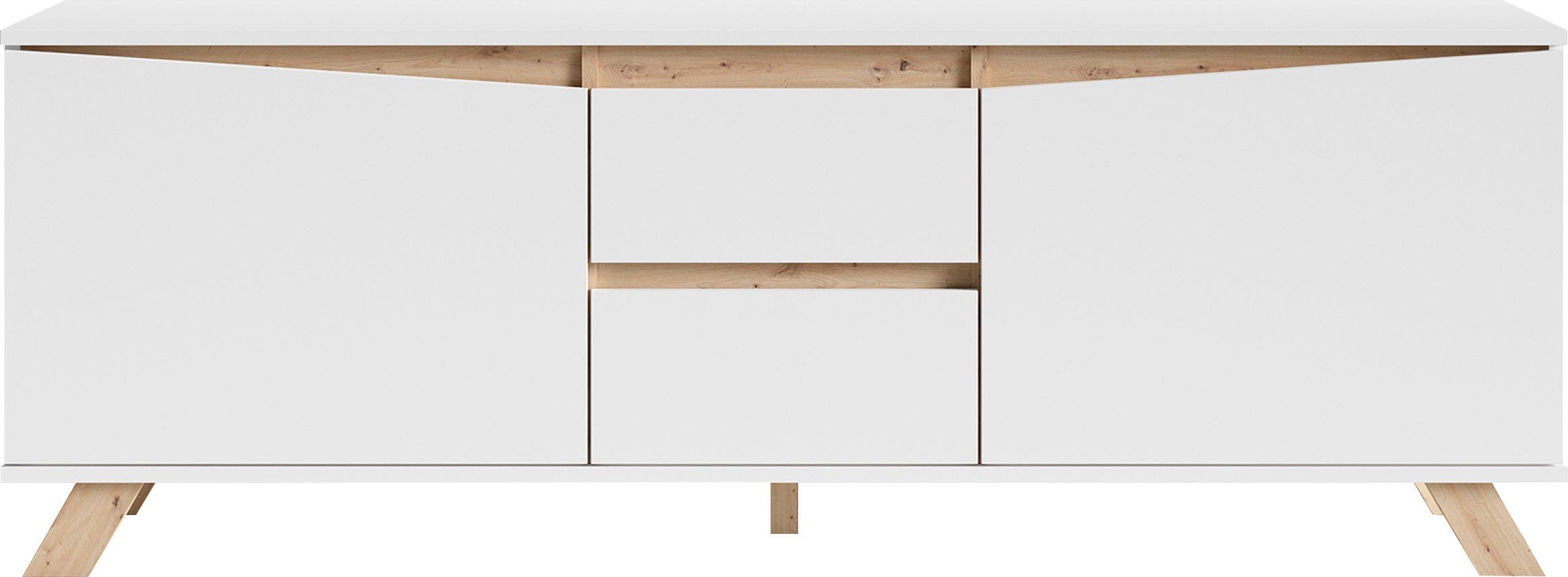 Home affaire Lowboard Valentin, 160cm TV Board mit 2 Türen und 2 Schubkästen in modernem Skandi Design