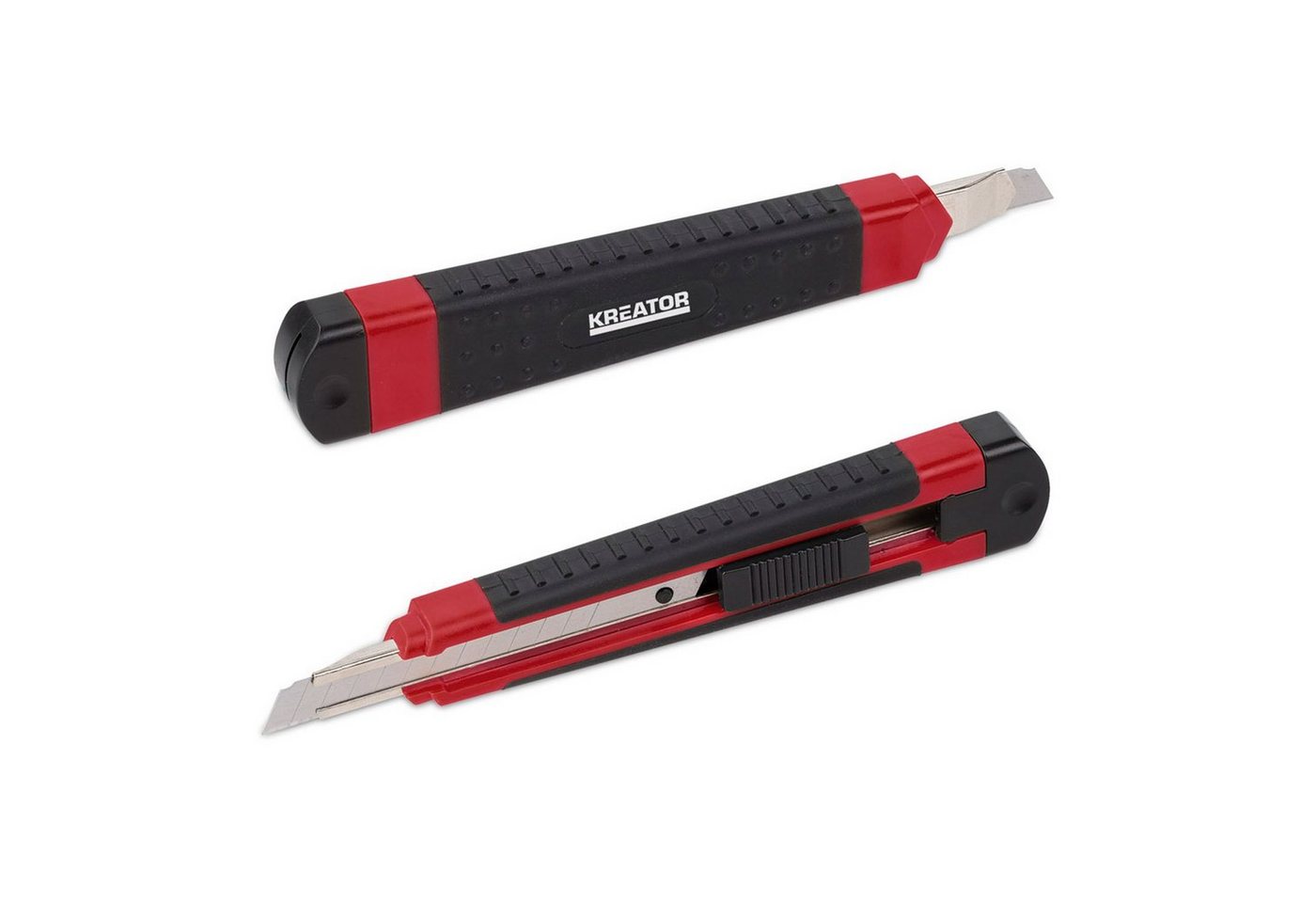 Thumbnail - Kreator Cuttermesser gummiert mit 9 mm Klinge aus SK5-Stahl, Klinge: 0,90 cm, (10-tlg), mit Autolock Funktion