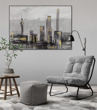 KUNSTLOFT Gemälde Großstadtliebe 100x70 cm, Leinwandbild 100% HANDGEMALT Wandbild Wohnzimmer