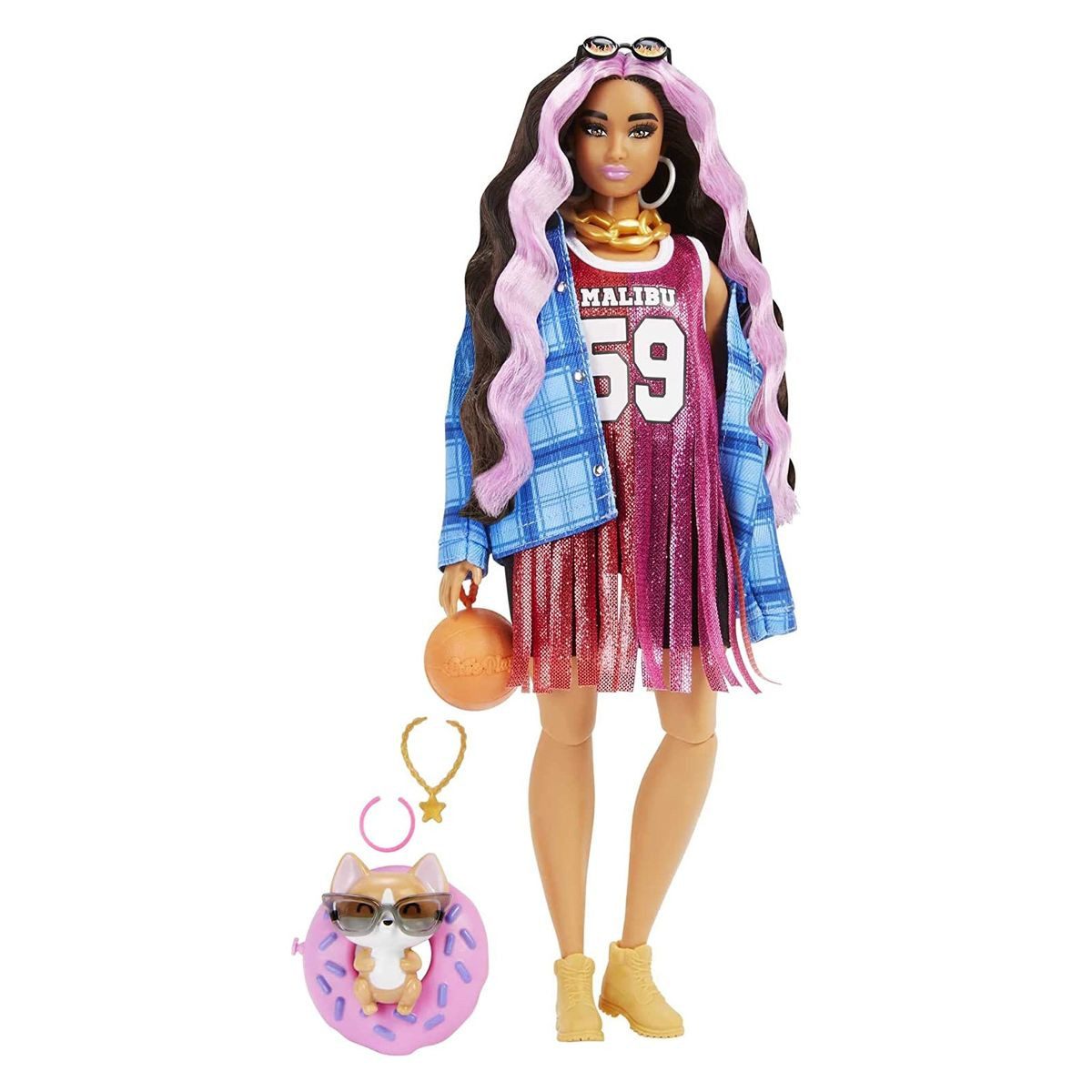 Mattel® Puppen Accessoires-Set Mattel HDJ46 - Barbie - Extra - Puppe mit Styling-Zubehör und Tier