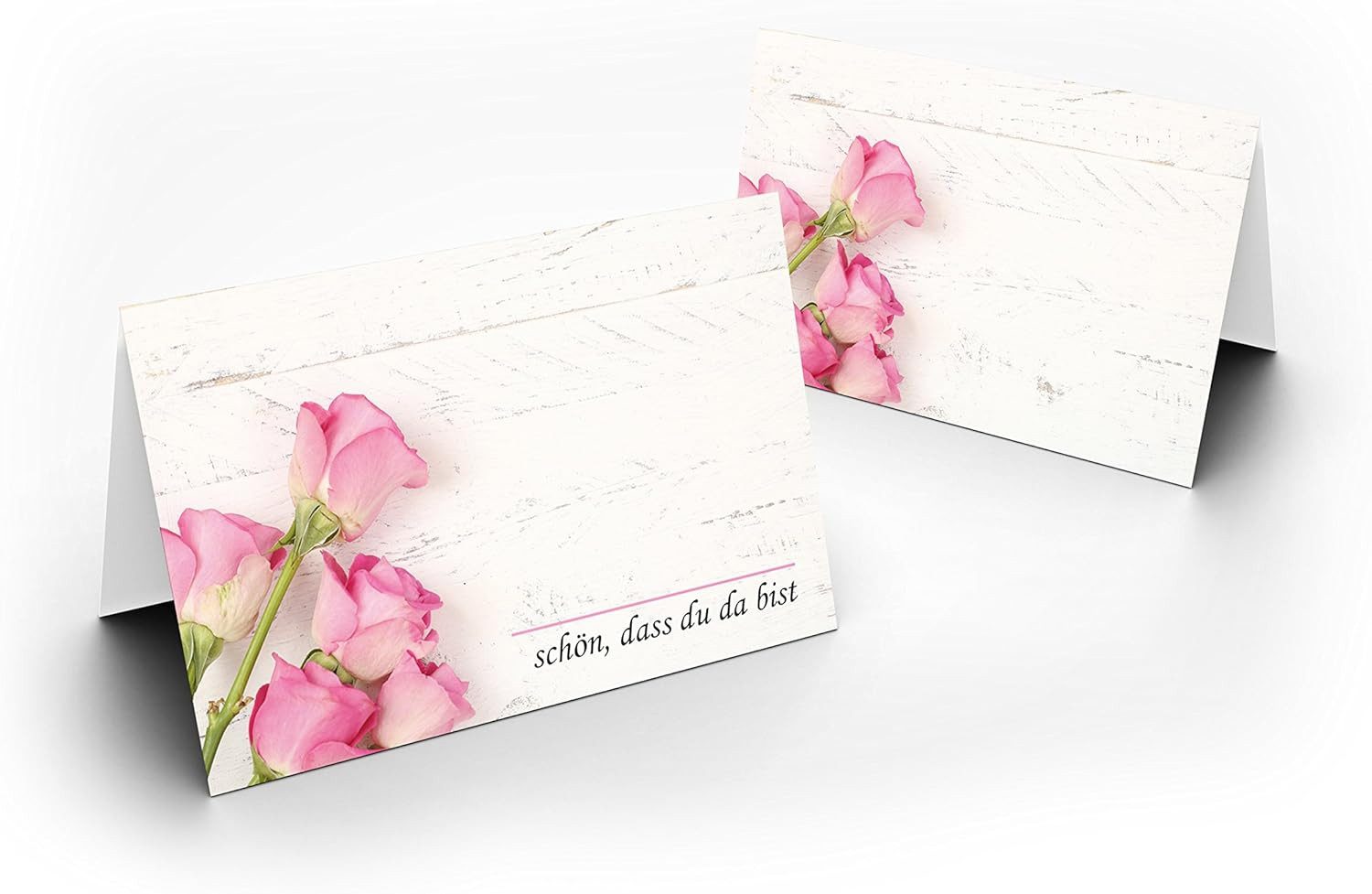 Briefumschläge24Plus Papierdekoration Papierdekoration Platzkarte Rosen Rosa 50 Stück, Papier UV-Lack glänzend