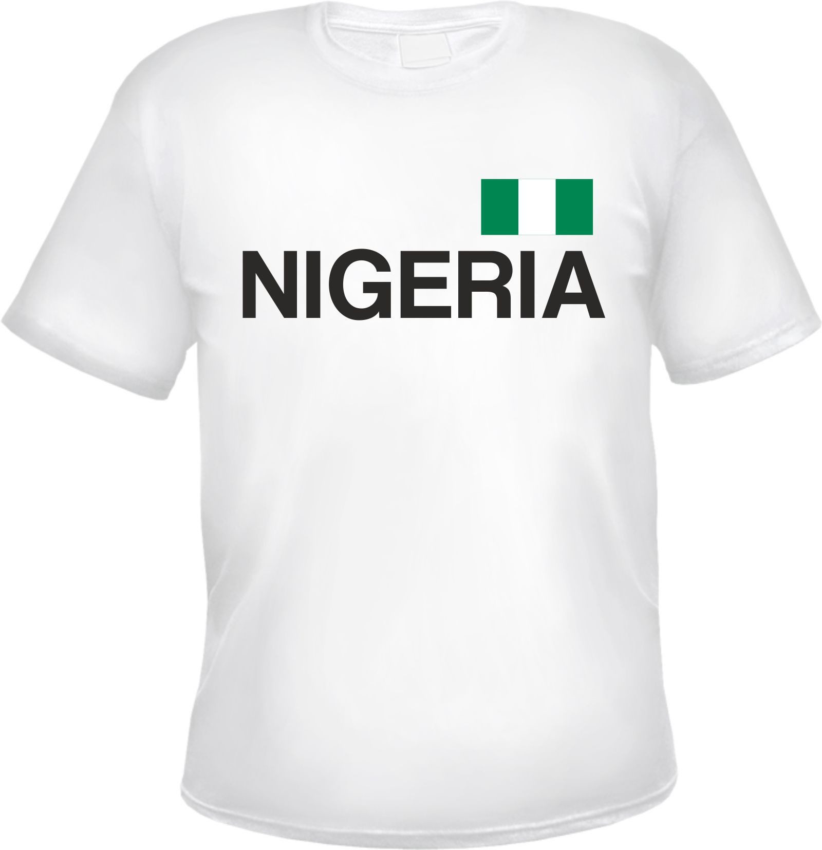 HB-Druck T-Shirt Nigeria Herren T-Shirt - Blockschrift mit Flagge - Tee Shirt aus 100% Baumwolle mit strapazierfähigem Aufdruck