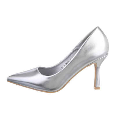 Ital-Design Damen Abendschuhe Elegant High-Heel-Pumps Pfennig-/Stilettoabsatz High Heel Pumps in Silber