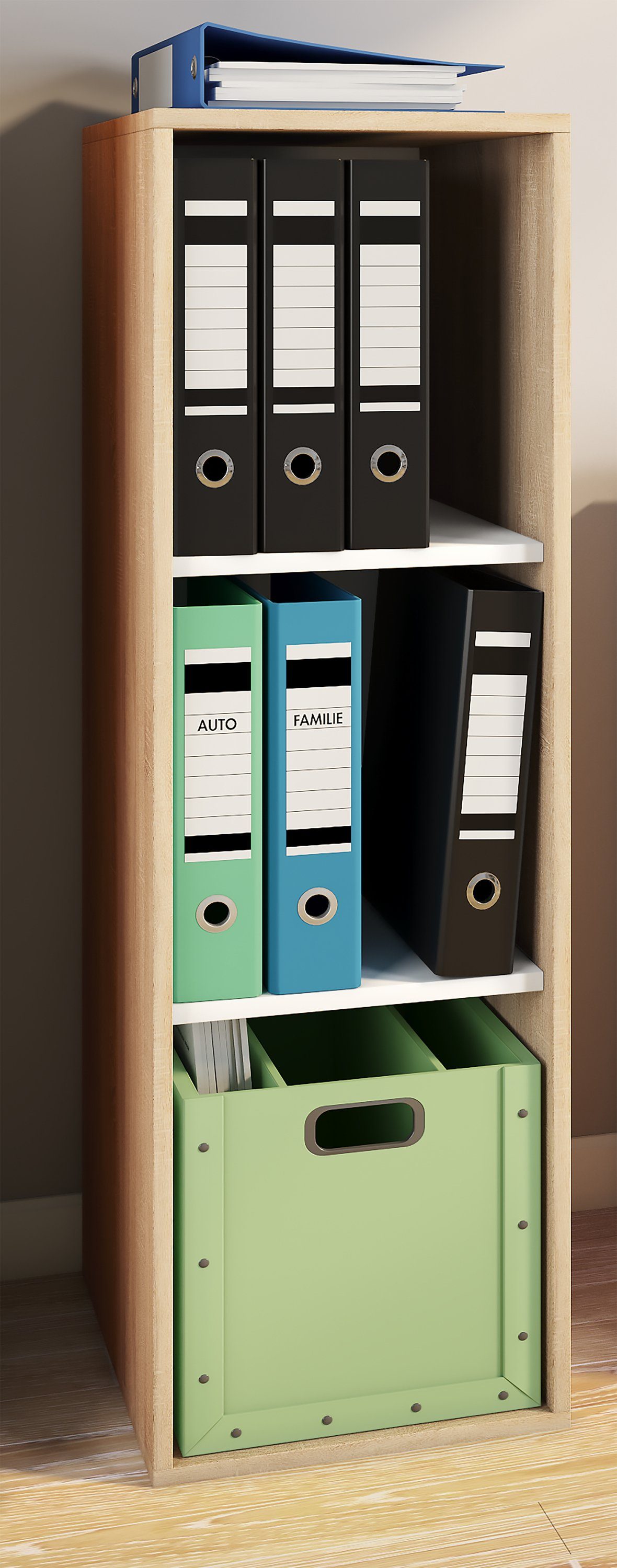 VCM Standregal Bücherregal Lona H. 110 x B. 35 x T. 37 cm, Holzregal stehend, platzsparender Aktenschrank, CD DVD Aufbewahrung