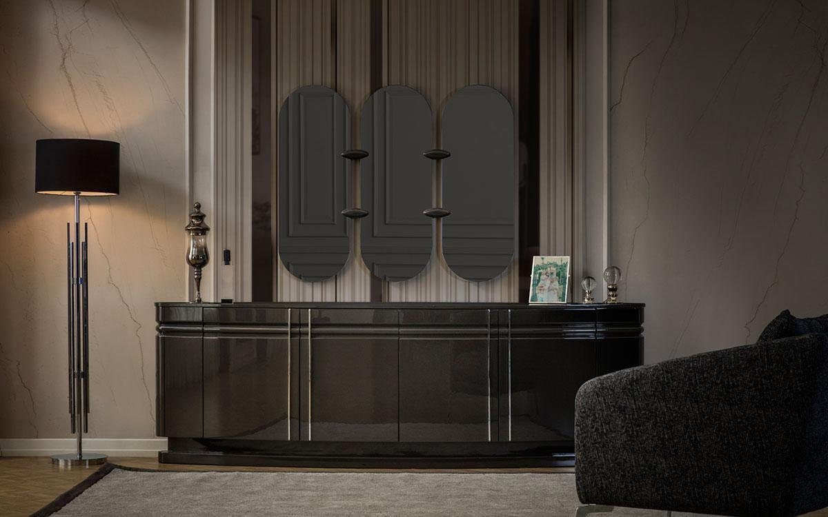 Luxuriöse Spiegel, Essgruppe + In + Esszimmer Sideboard Stühle Set 3x 6x JVmoebel + Esstisch Made Europe