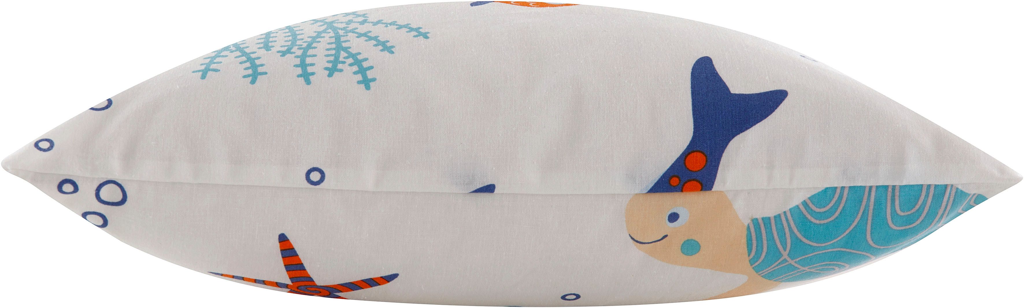 OTTO home Dekokissen OCEAN, Kissenhülle, 2-er Set, ohne Füllung, Reißverschluß, Motiv: Fische, Wal