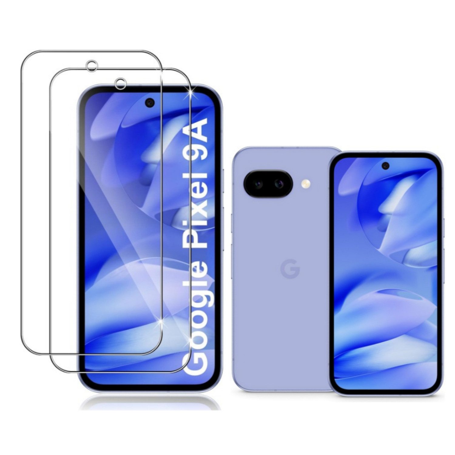 CLM-Tech Displayschutzglas 2x für Google Pixel 9a Panzerfolie für Google Pixel 9a, Panzerglas Folie - Anti-Fingerabdruck kratzfest kristallklar -, 2 Stück, Gehärtetes Glas, Anti-Fingerabdruck-Beschichtung