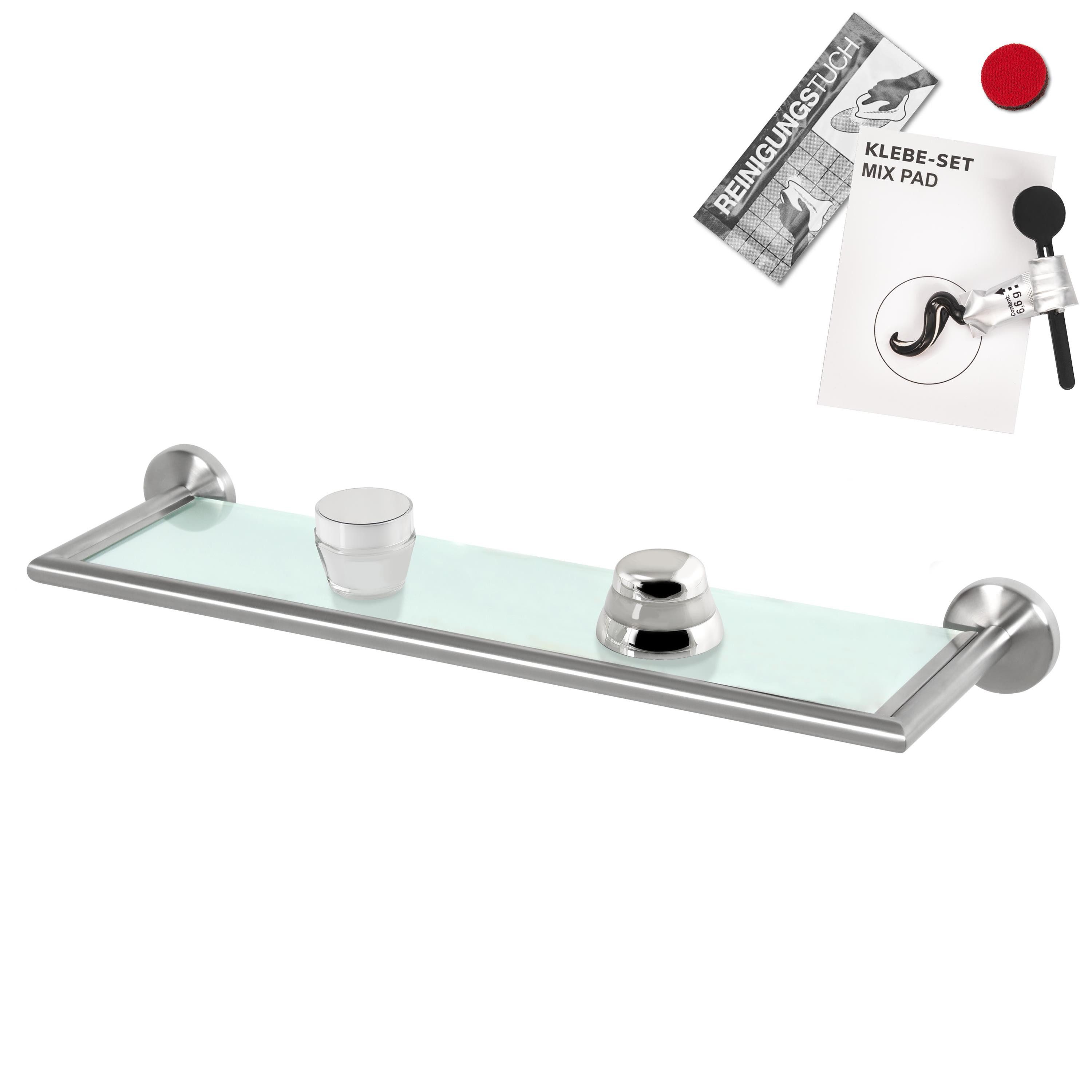 bremermann Wandregal Bad-Serie PIAZZA - Glasablage inkl. Klebeset, aus Glas