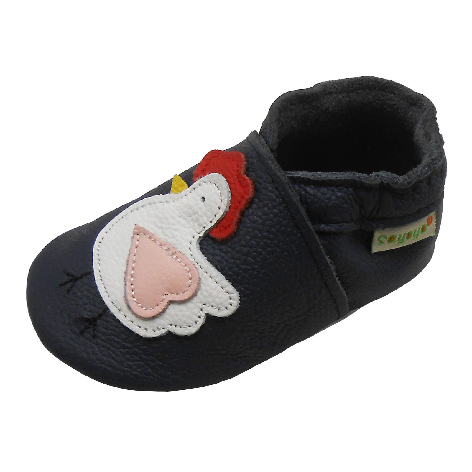 SAYOYO Baby Lauflernschuhe Leder Weich Rutschfest Hausschuhe 18-19EU Krabbelschuh