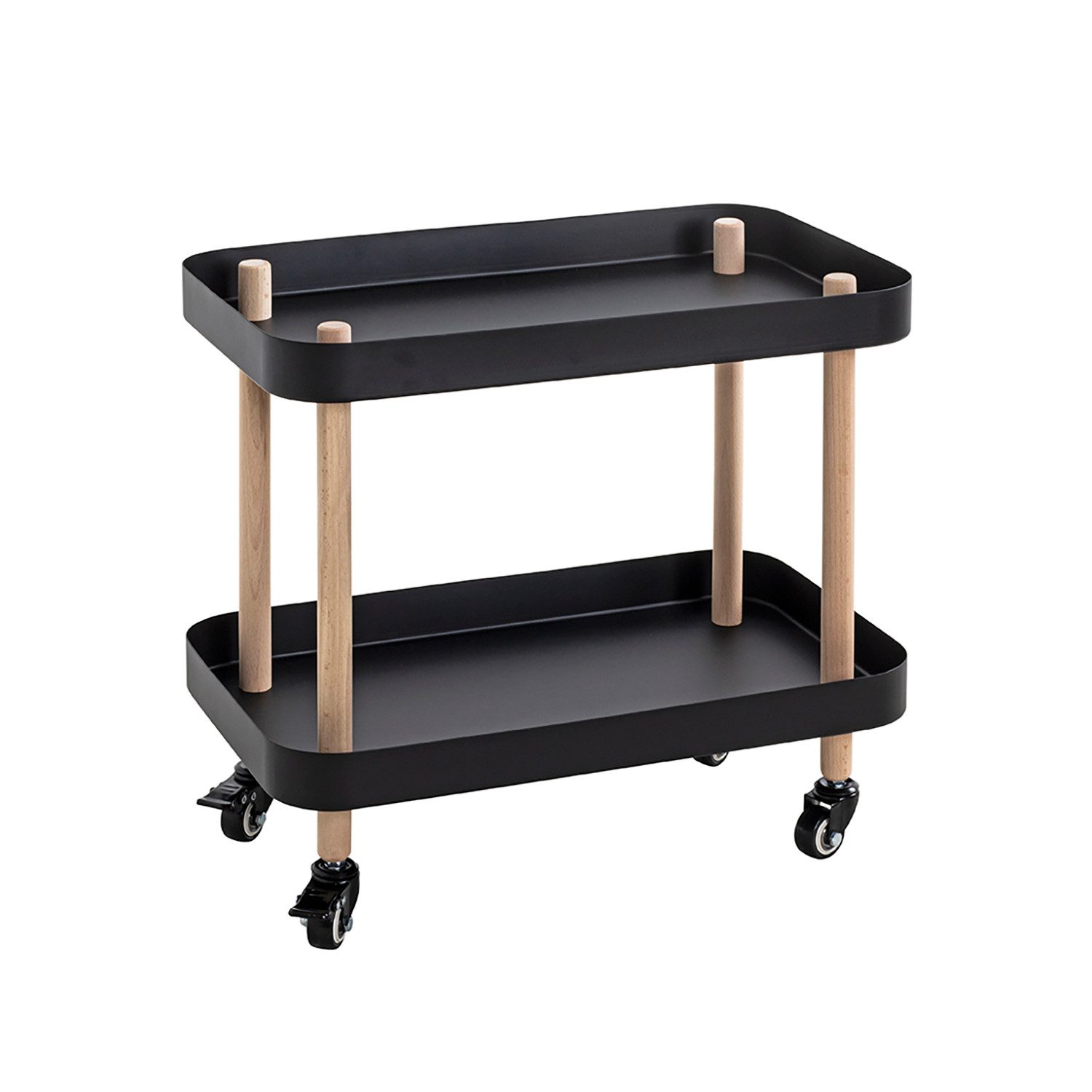 Beistelltisch LEVIN 2 Tisch - natur-schwarz - Massivholz, Metall - H. 47cm x B. 50cm