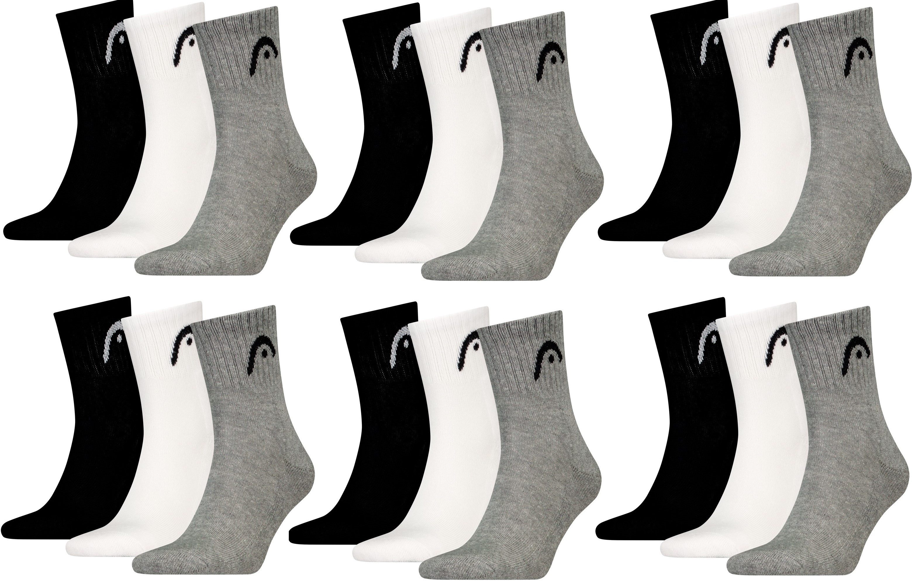 Sportsocken HEAD Herren Damen Short Crew Sport Socken im 18er Pack