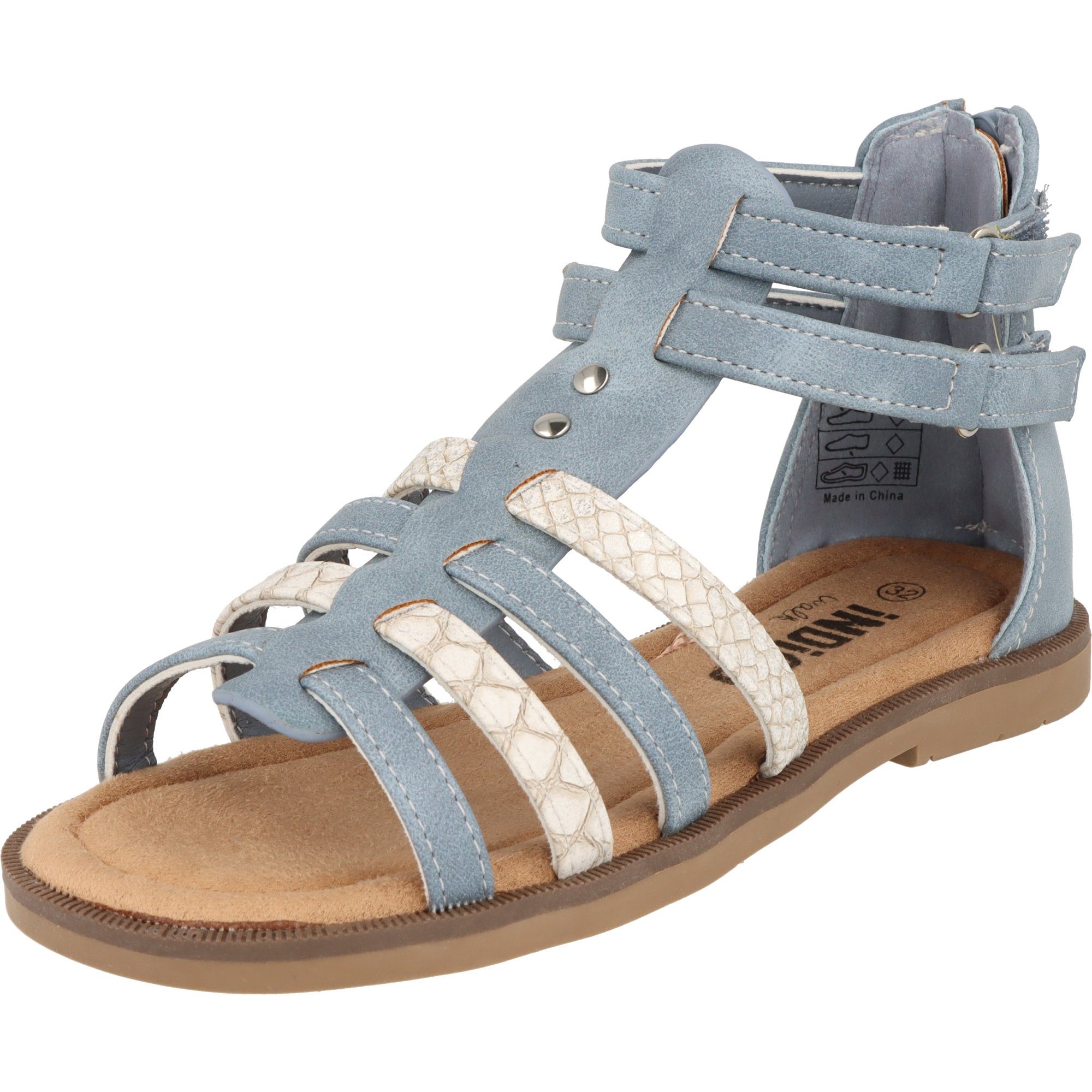 Sommer Schuhe 482-371 Sandale Blau Mädchen Klett Indigo Freizeit Römersandale Kinder