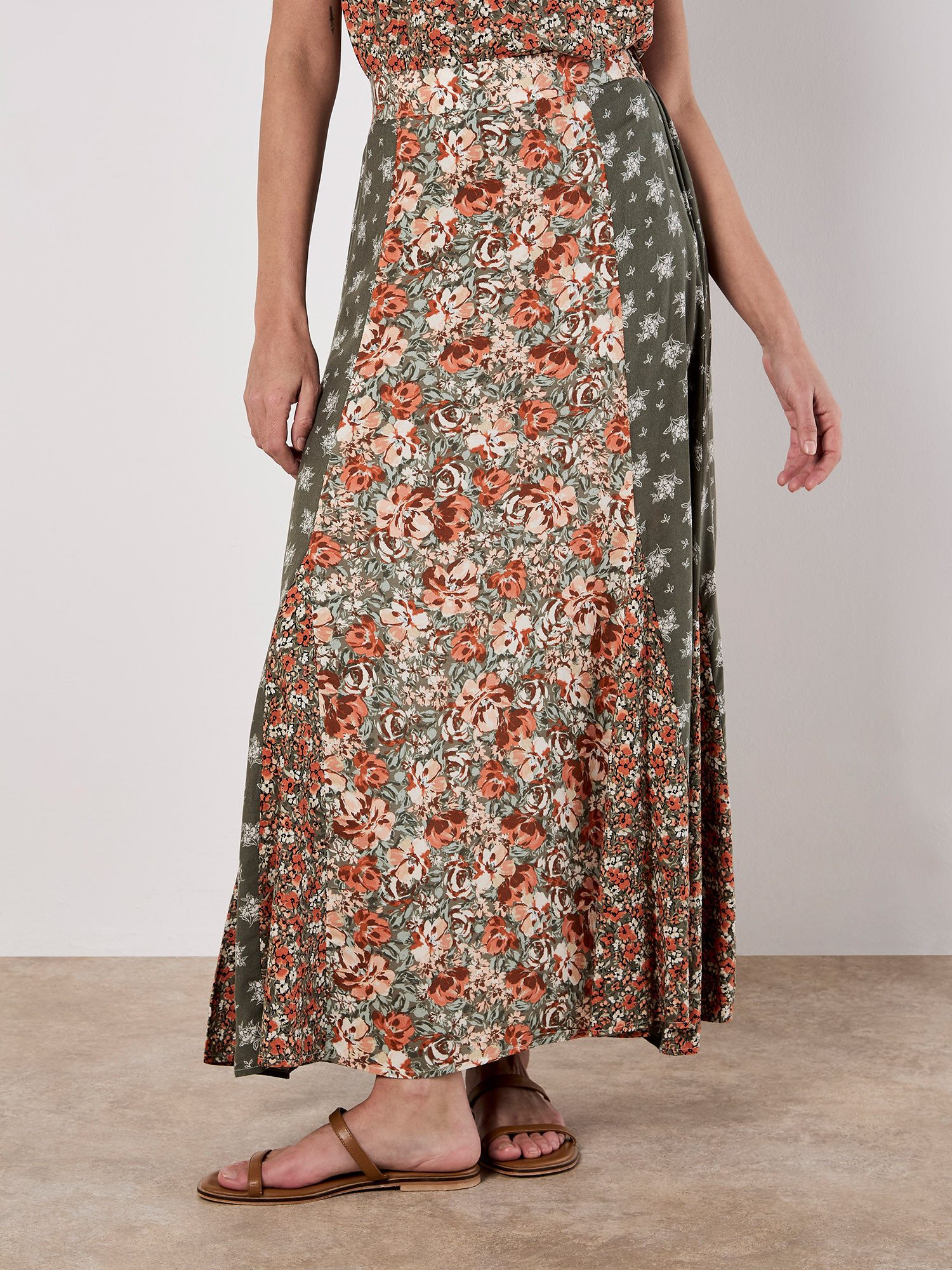 Apricot Midirock Floraler Patchwork Rock, mit günstig online kaufen