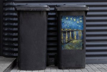 MuchoWow Wandsticker Sternennacht über dem Orsay Paris - Vincent Van Gogh (1 St), Mülleimer-aufkleber, Mülltonne, Sticker, Container, Abfalbehälter