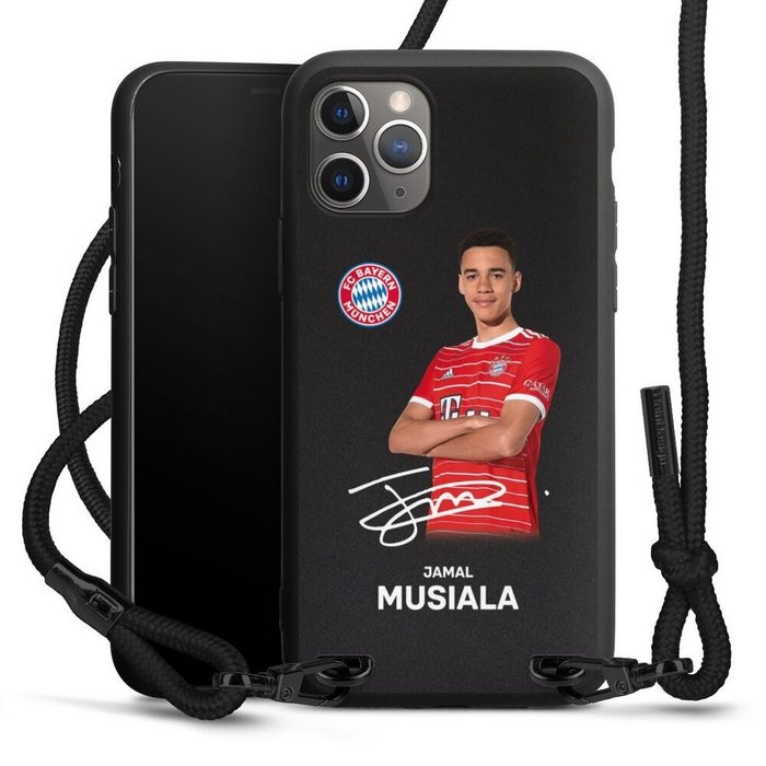 DeinDesign Handyhülle Jamal Musiala Offizielles Lizenzprodukt FC Bayern München Apple iPhone 11 Pro Premium Handykette Hülle mit Band Cover mit Kette