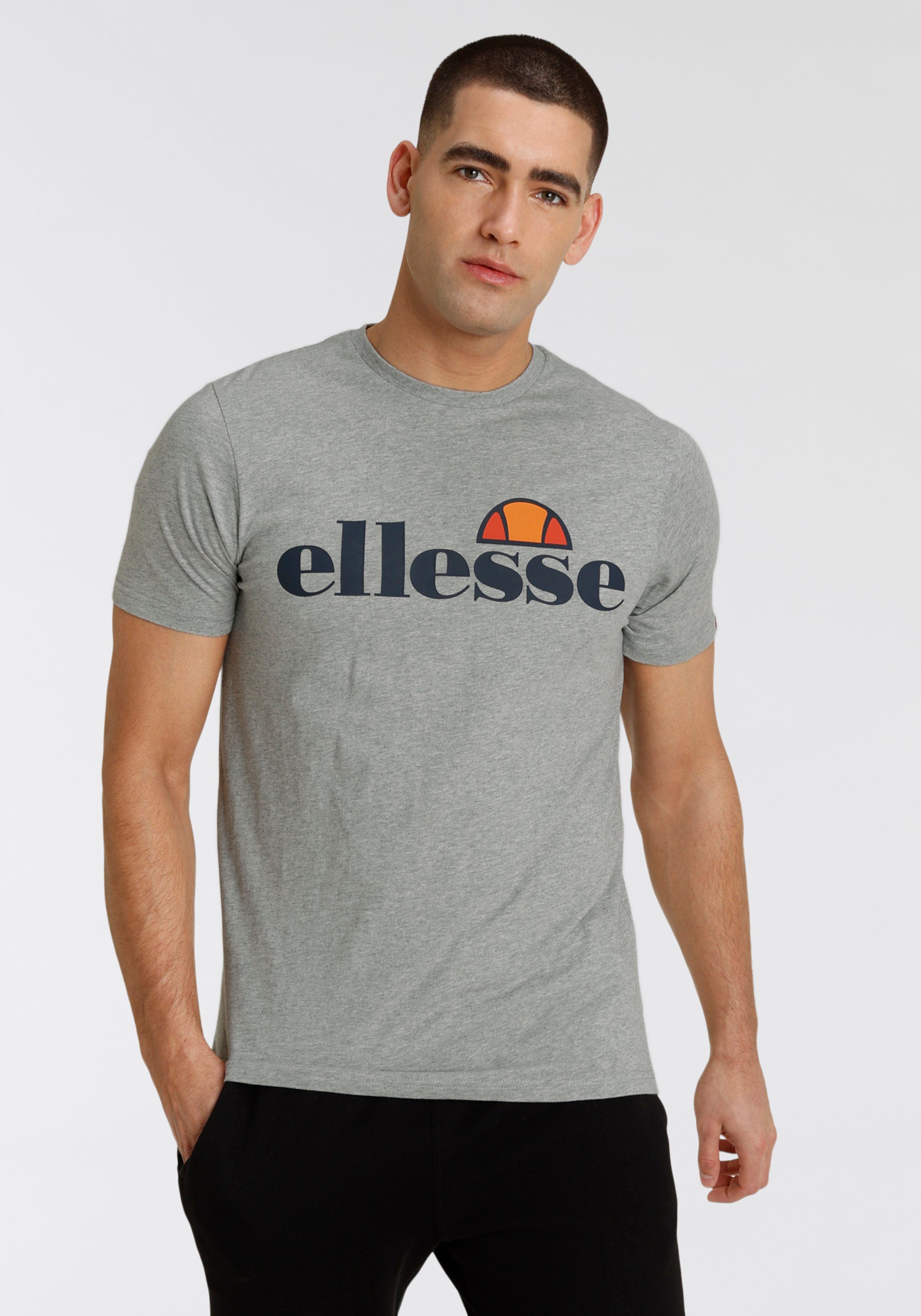 Ellesse T-Shirt SL PRADO TEE mit Logodruck, Kurzarm, schmale Basic-Passform, hüftlange Schnittform