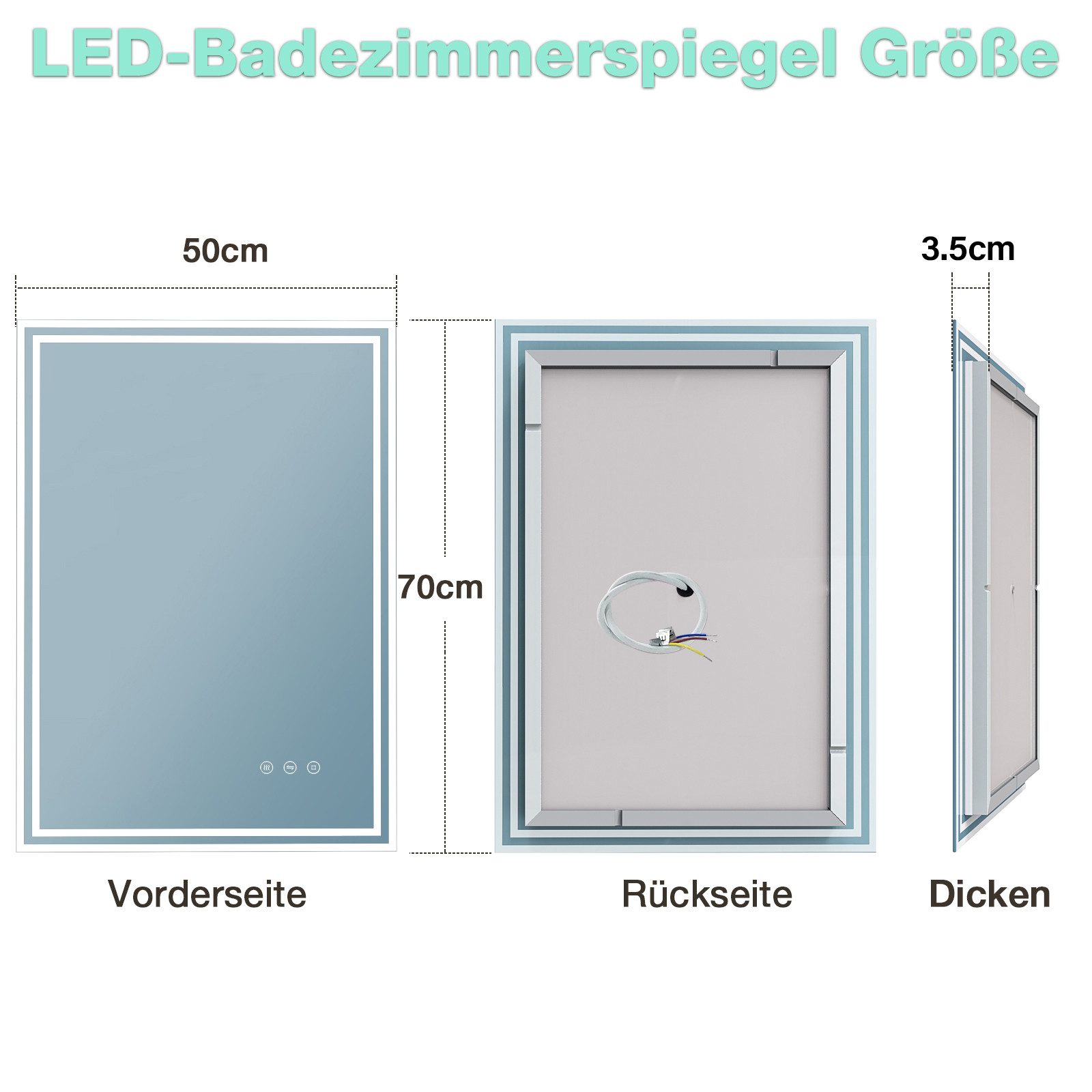 GIMBELEN Badspiegel LED-Badspiegel, Anti-Beschlag, explosionssicher, Touchs günstig online kaufen