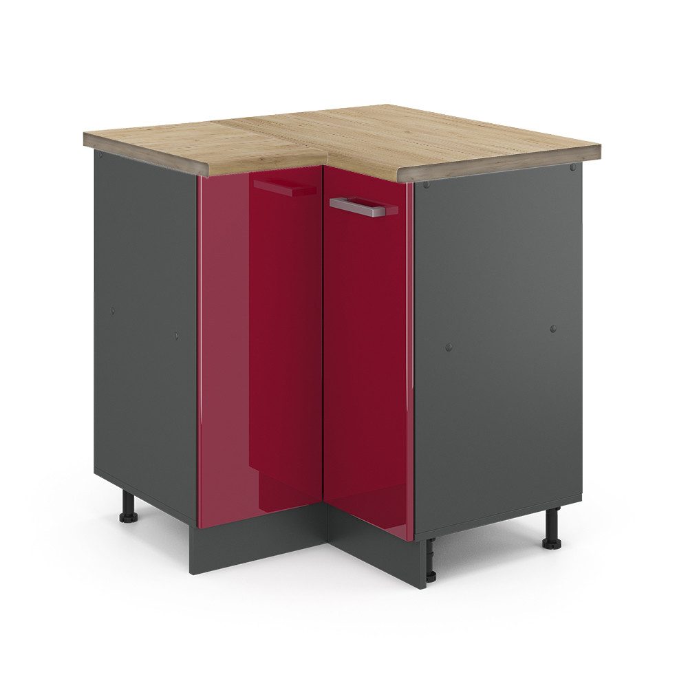 Vicco Eckunterschrank R-Line, Bordeaux Hochglanz/Anthrazit, 75.6 günstig online kaufen