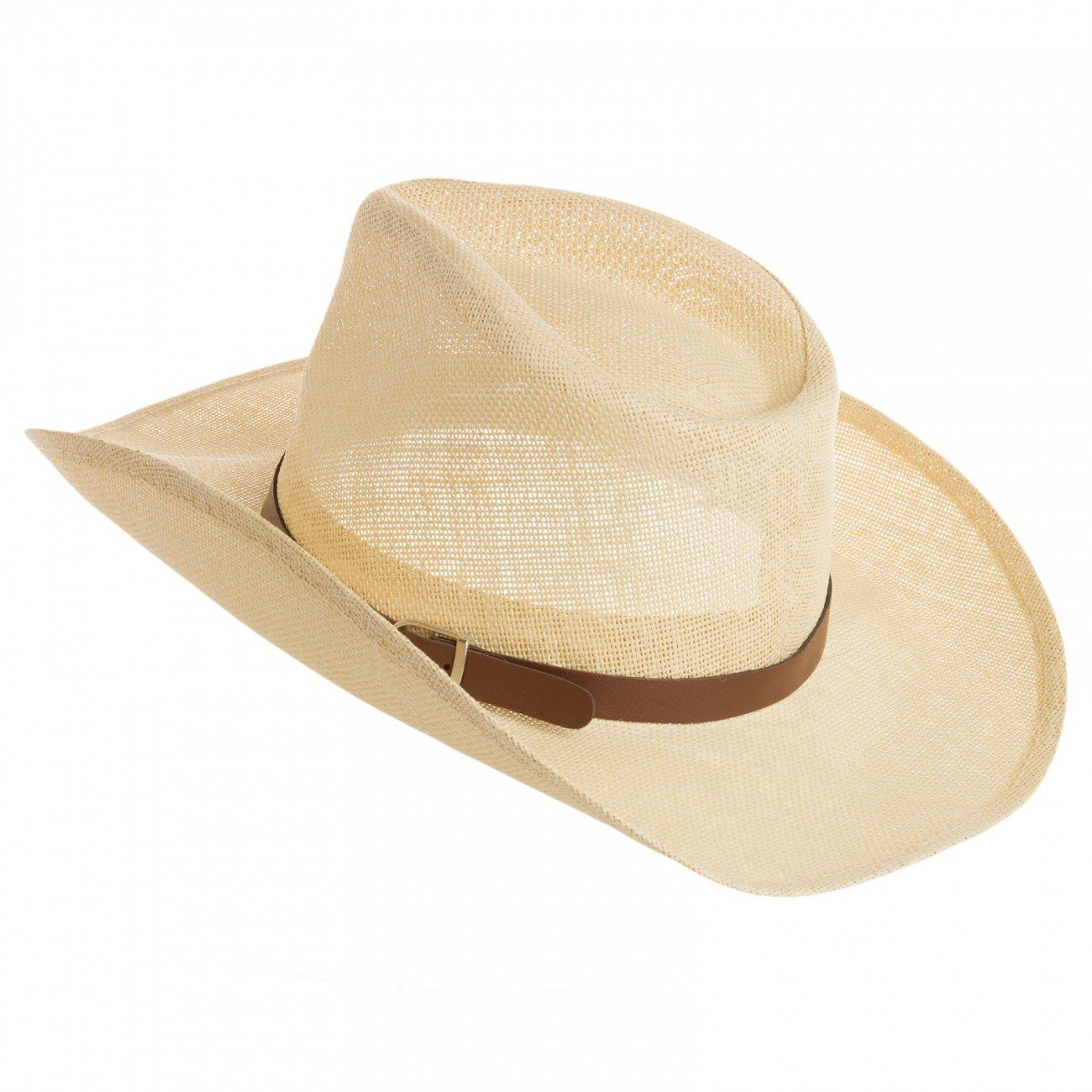 Cowboy Cowboyhut mit braunem Hut Gürtelband Herren Caspar HT009 beige