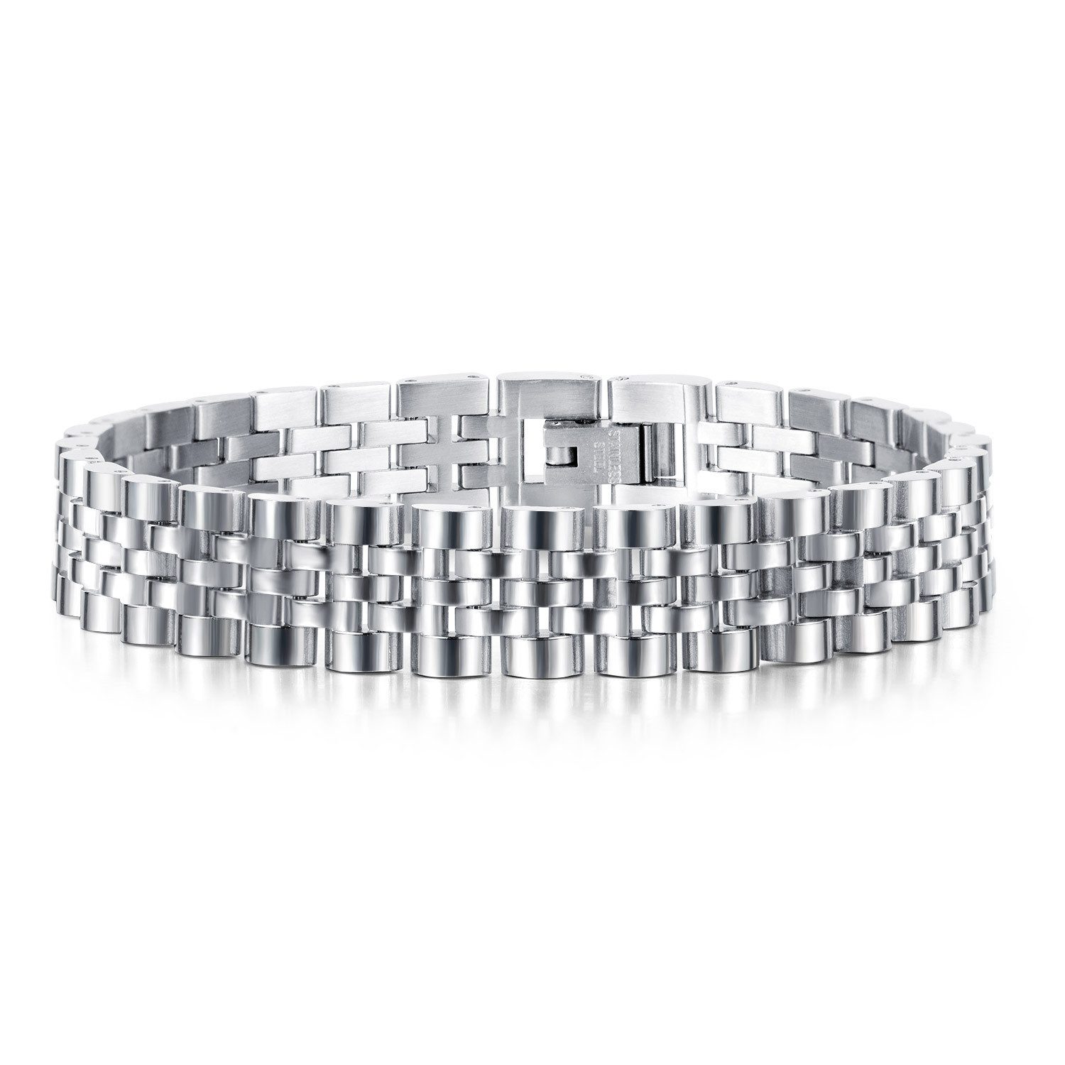 KARMA Edelstahlarmband Armband Herren Edelstahl Silber 19,5 cm Herrenarmband (wasserfest & antiallergisch, 1-tlg., Geschenk für Ihn), Metall Metallarmband Herrenschmuck