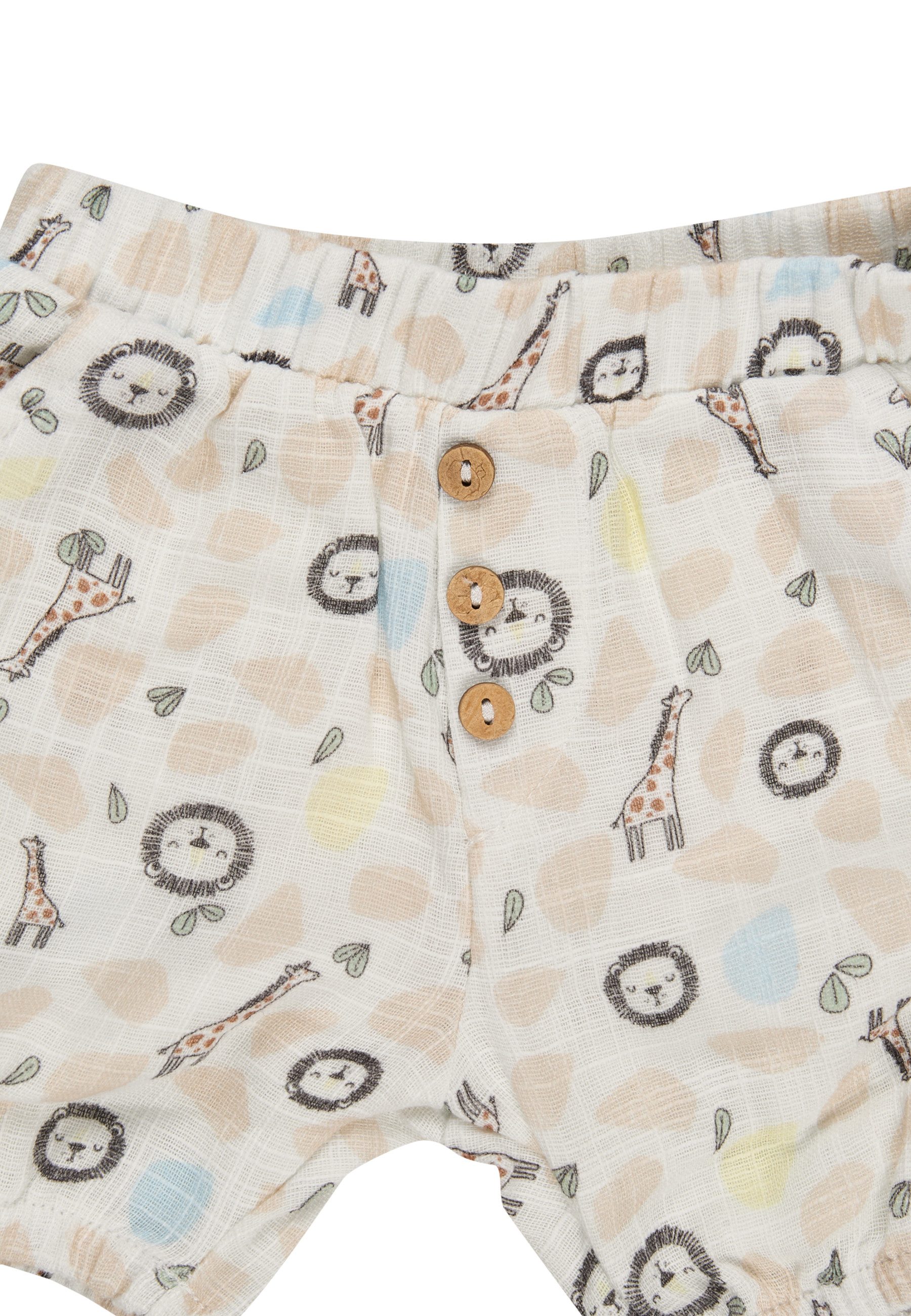 Sterntaler® Shorts Shorts Safari (1-tlg) Shorts, Leinenoptik m. Safari-Print, elastisches Bündchen, Kokosknöpfe