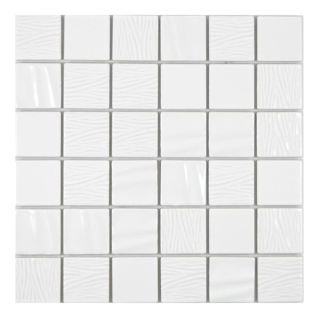 Mosani Mosaikfliesen Keramik Mosaik Fliese weiss Mosaikfliese 3D Optik