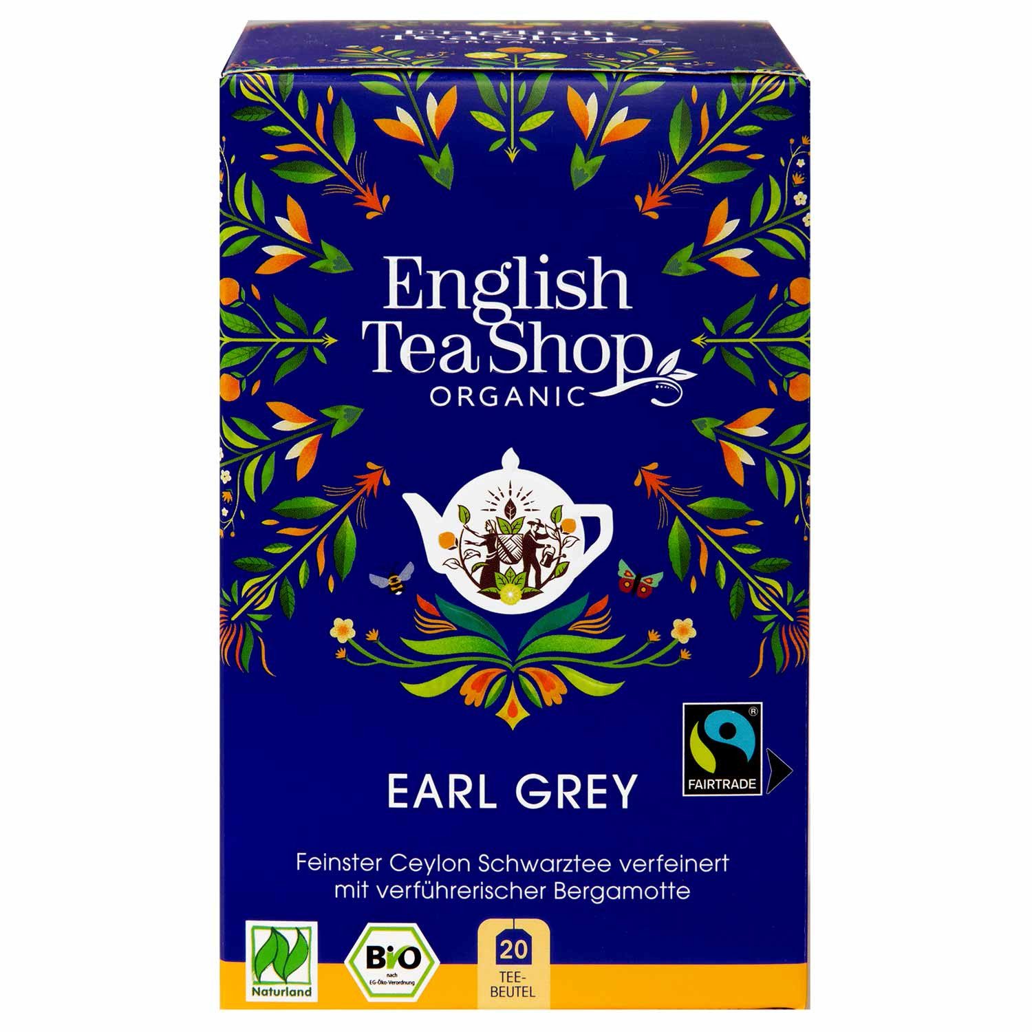 English Tea Shop Tee Earl Grey Schwarzer Tee, BIO, 20 Teebeutel, Verführerisch nach Bergamotte