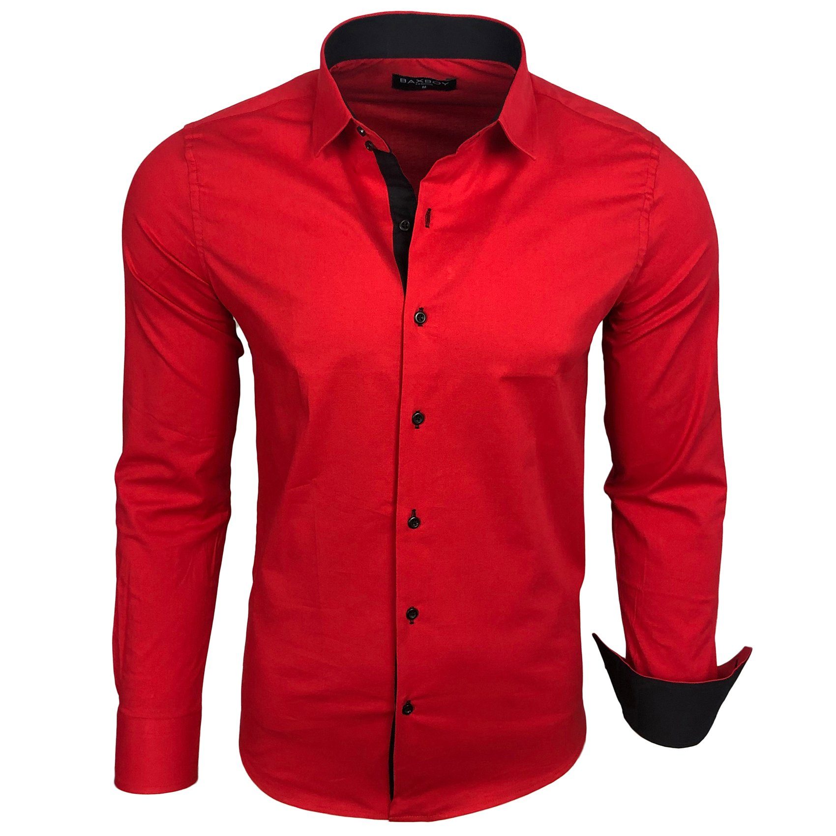 Baxboy Langarmhemd Baxboy Herren Kontrast Hemden Business Freizeit modernes Hemd B-500