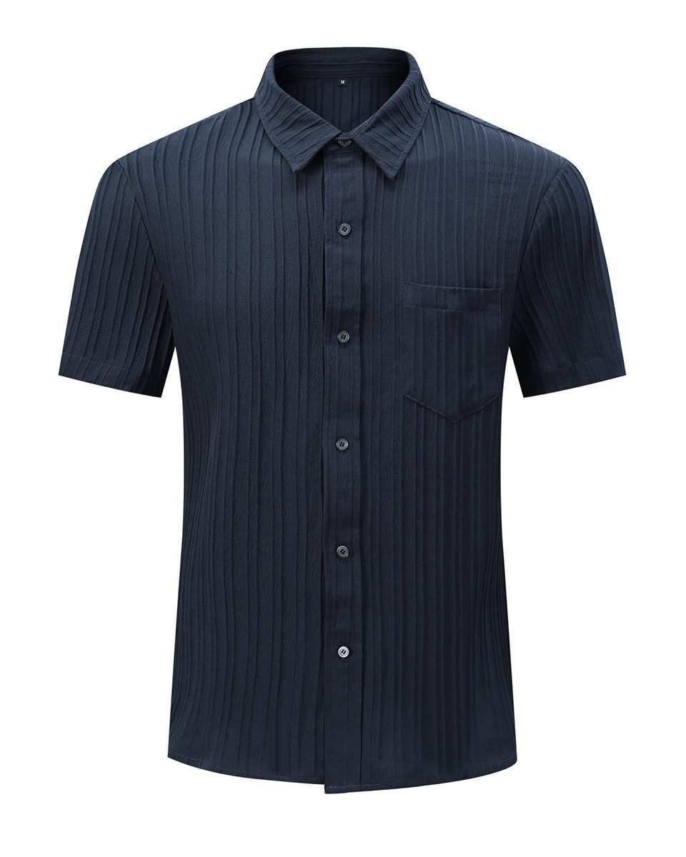 Allthemen Kurzarmhemd Herren Sommerhemd mit 3D Wellenstruktur Freizeithemd Relaxed Fit