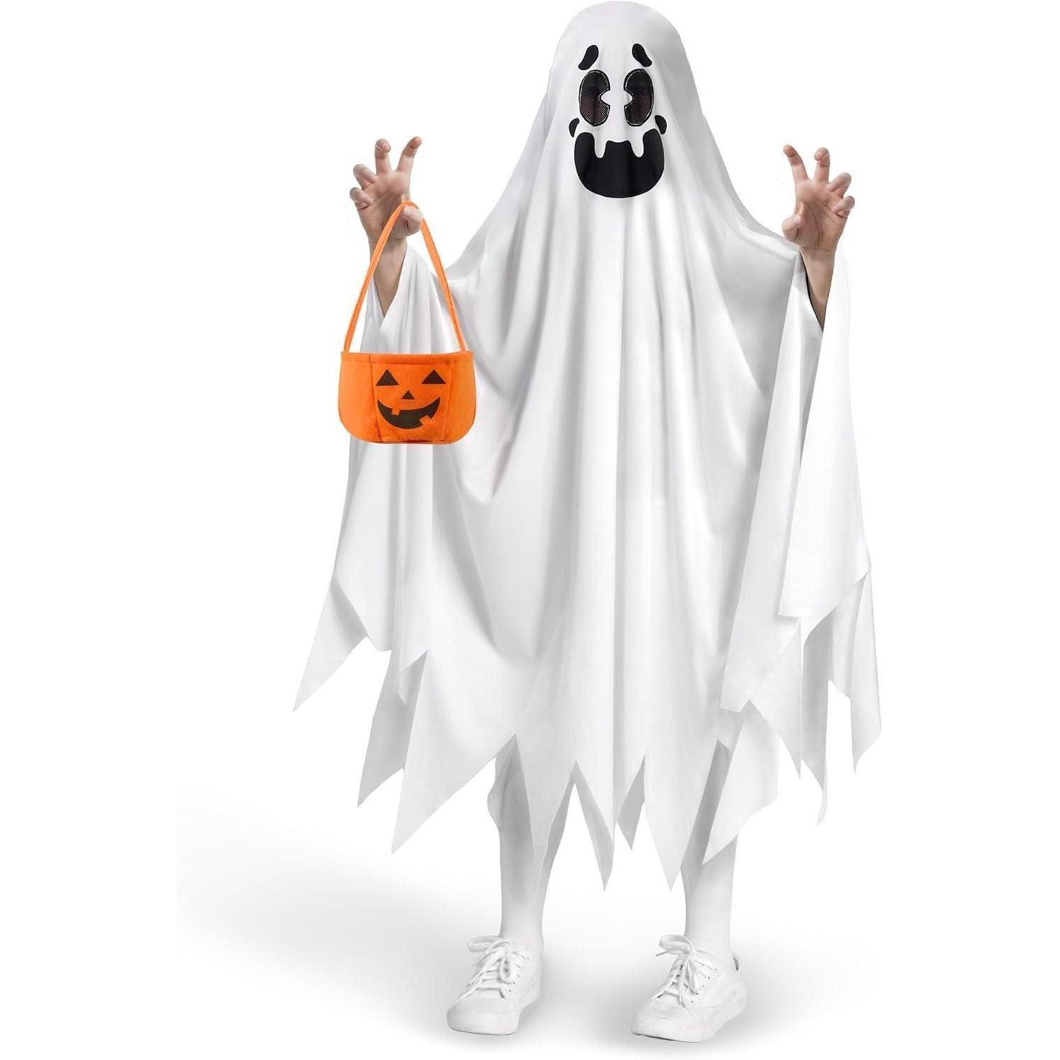 Umhang Kostüm Geist Umhang Kinder Halloween Süßes Saures Medium (8-10 Jahre)