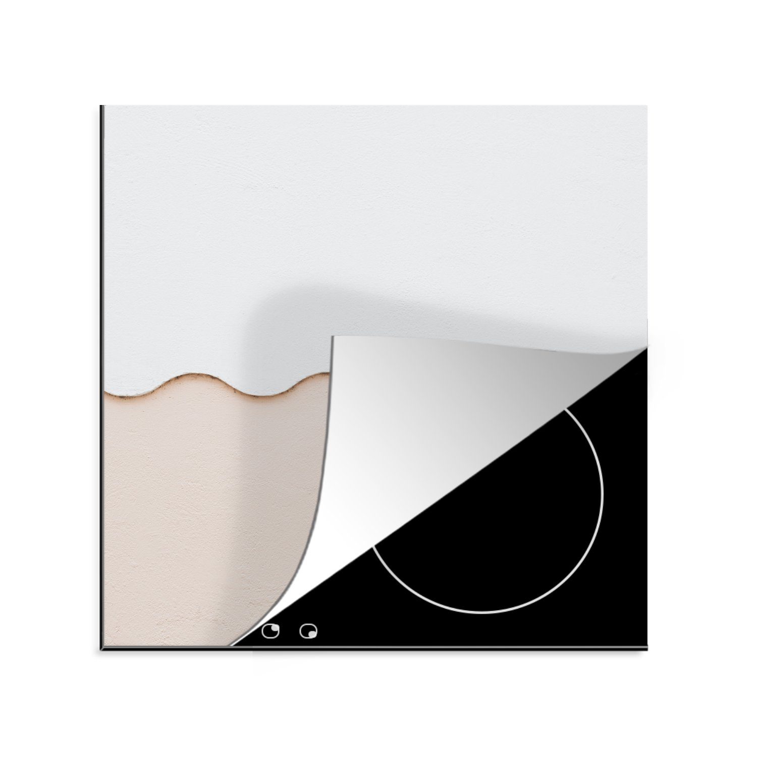 Wellen, für küche tlg), Ceranfeldabdeckung, 78x78 - Sommer Herdblende-/Abdeckplatte (1 cm, Vinyl, Arbeitsplatte - MuchoWow Rosa