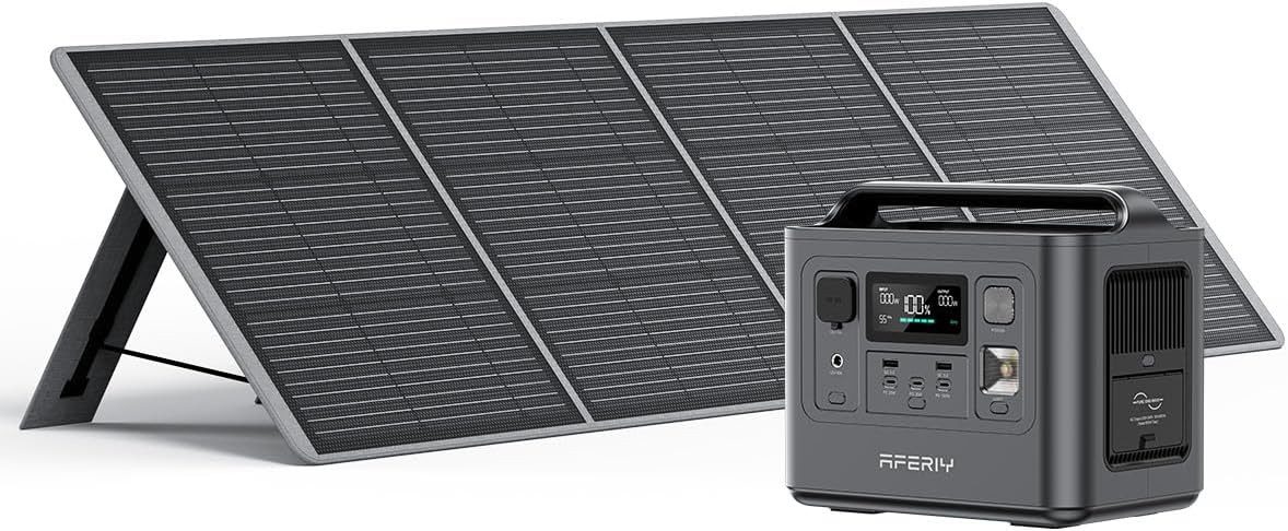 AFERIY Stromerzeuger 800W Tragbare Powerstation, 512Wh Akku, für Camping, Notfälle, 0,8 in kW, (2-tlg), mit LCD-Anzeige, 5 Anschlüsse
