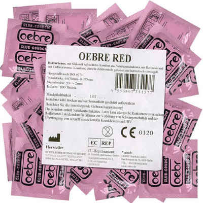 OEBRE Kondome Red Beutel mit, 100 St., Club-Kondome, rote Kondome mit Erdbeer-Geschmack