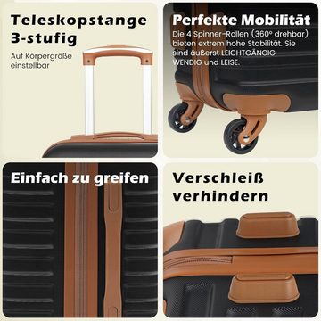 Coolife Kofferset Reisekoffer von ABS Hartschalen Trolley 4 Rollen, 4 Rollen, mit TSA-Schloss Der Koffer Enthält 1 Reisetasche und 1 Kulturbeutel