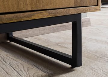 Massivmoebel24 Sideboard Mango / Altholz 180x47x81 schwarz / natur lackiert DAVIS #21