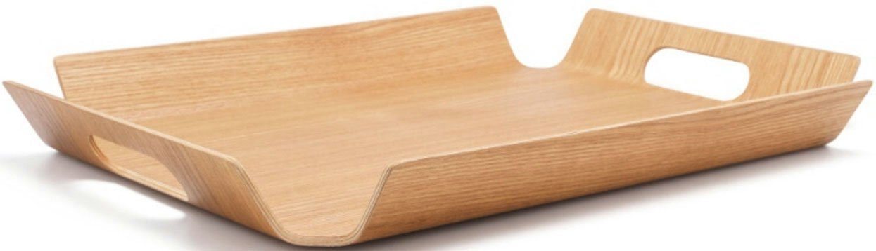 Holz, Design - (1-tlg), Retro Tablett L, Bredemeijer Weidenholz, Serviertablett Madera