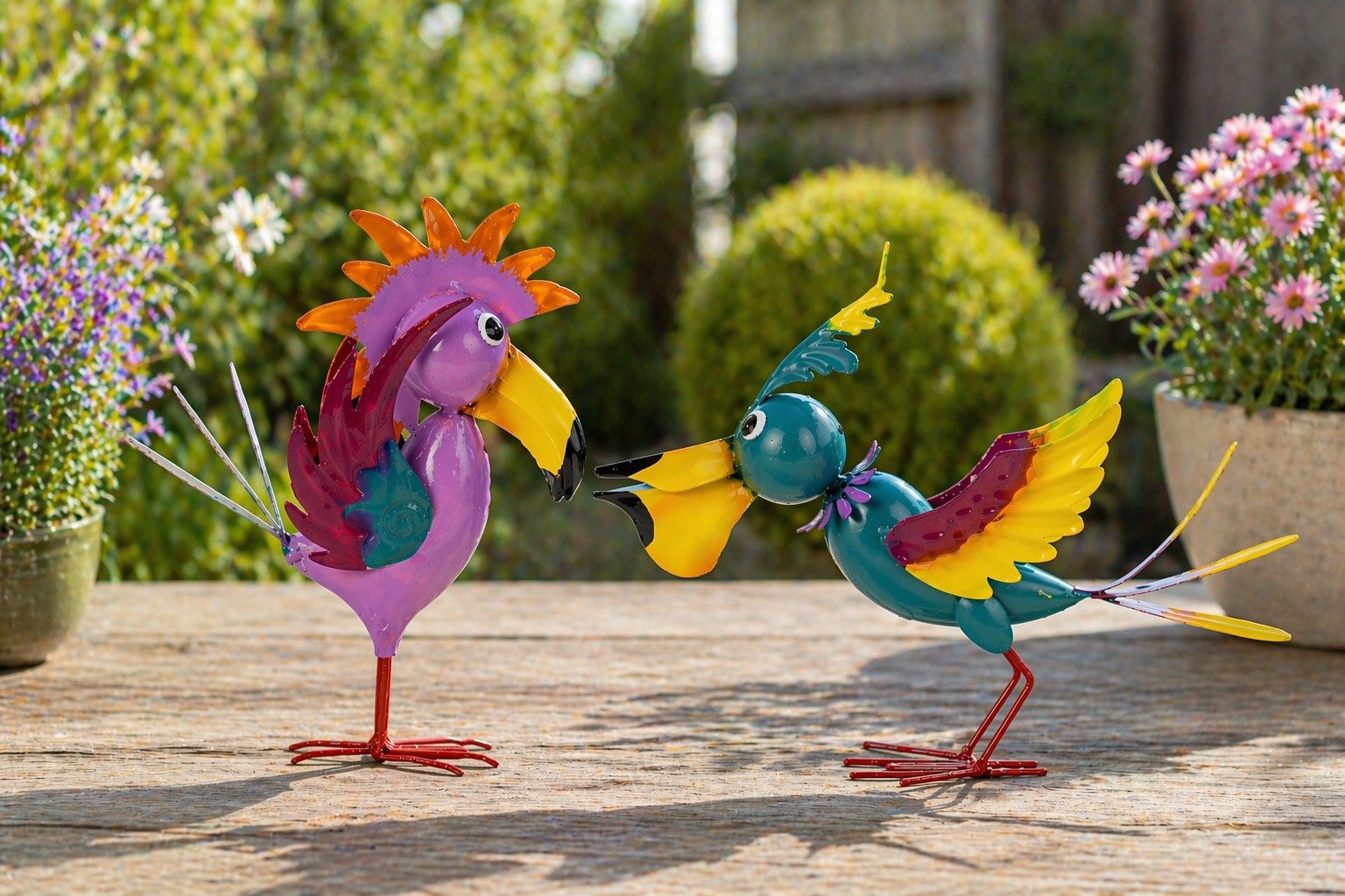 MF Gartenfigur Dekofiguren Avia Color Duo Metall Vögel 2er Set bunt 20 cm, (2 St)