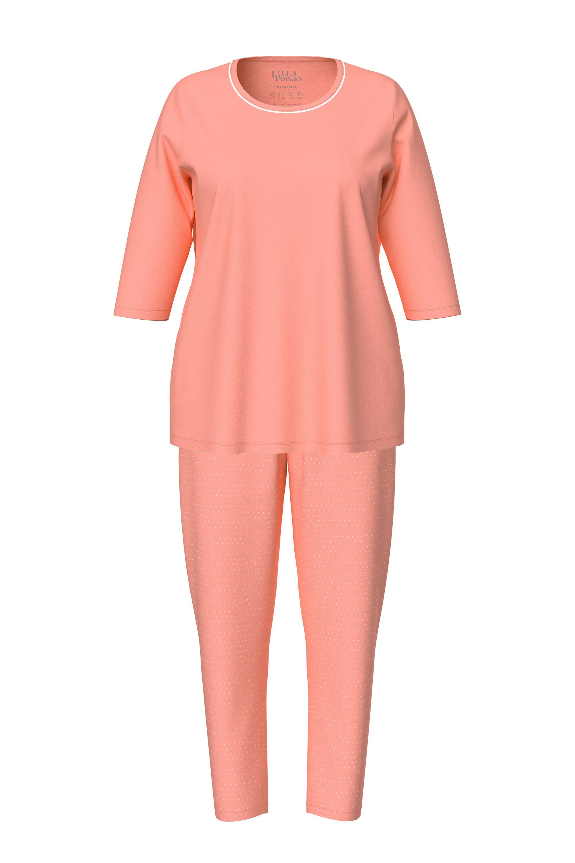 Ulla Popken Pyjama Schlafanzug Punkte Rundhalsausschnitt günstig online kaufen